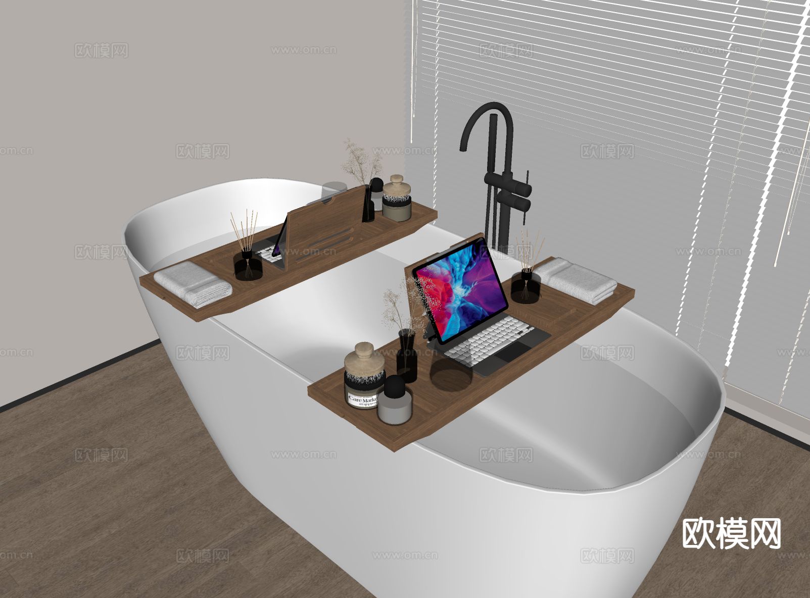 伸缩浴缸架 置物板su模型下载（渲染图1）