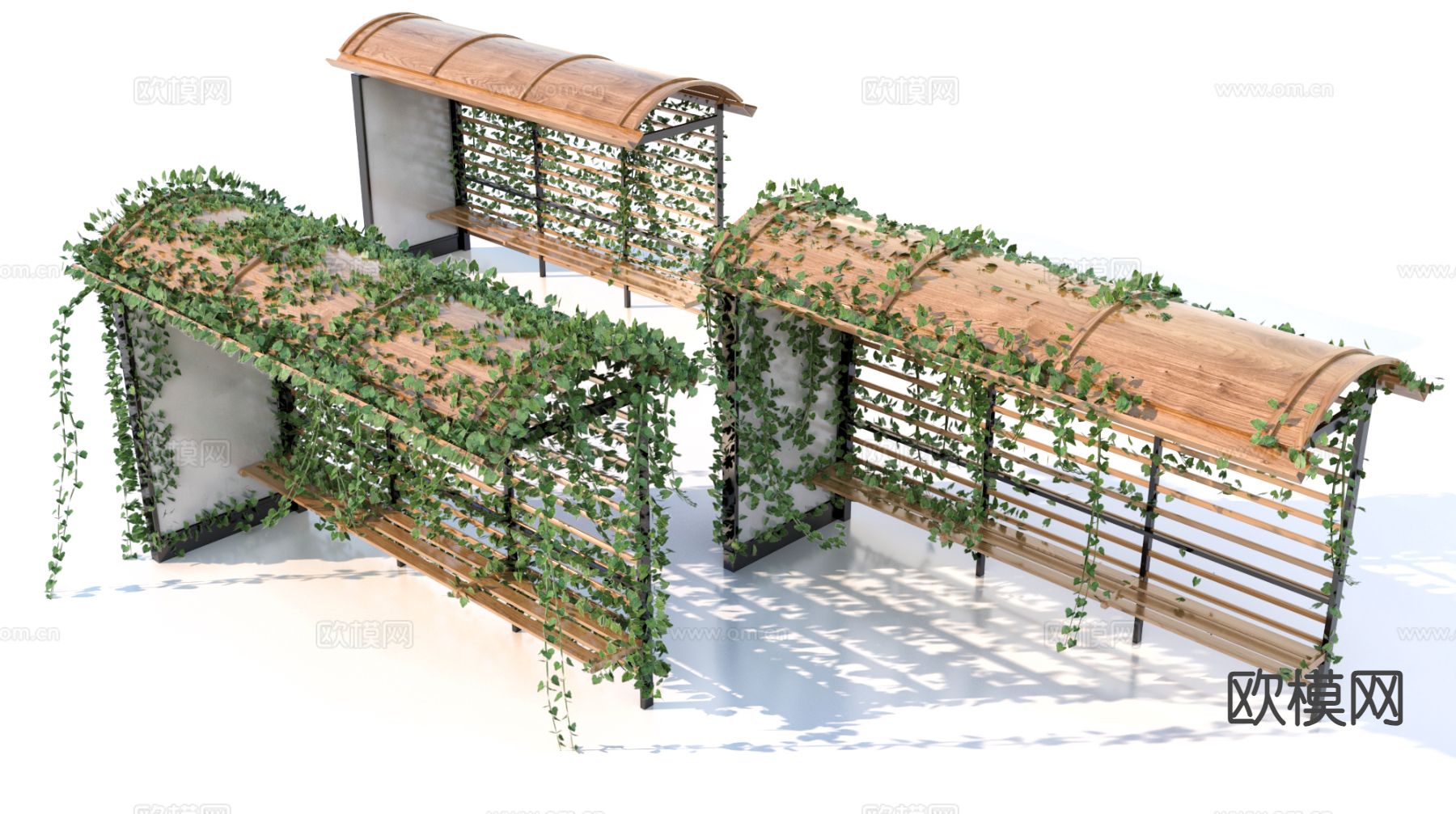 户外廊架 景观廊架3d模型下载