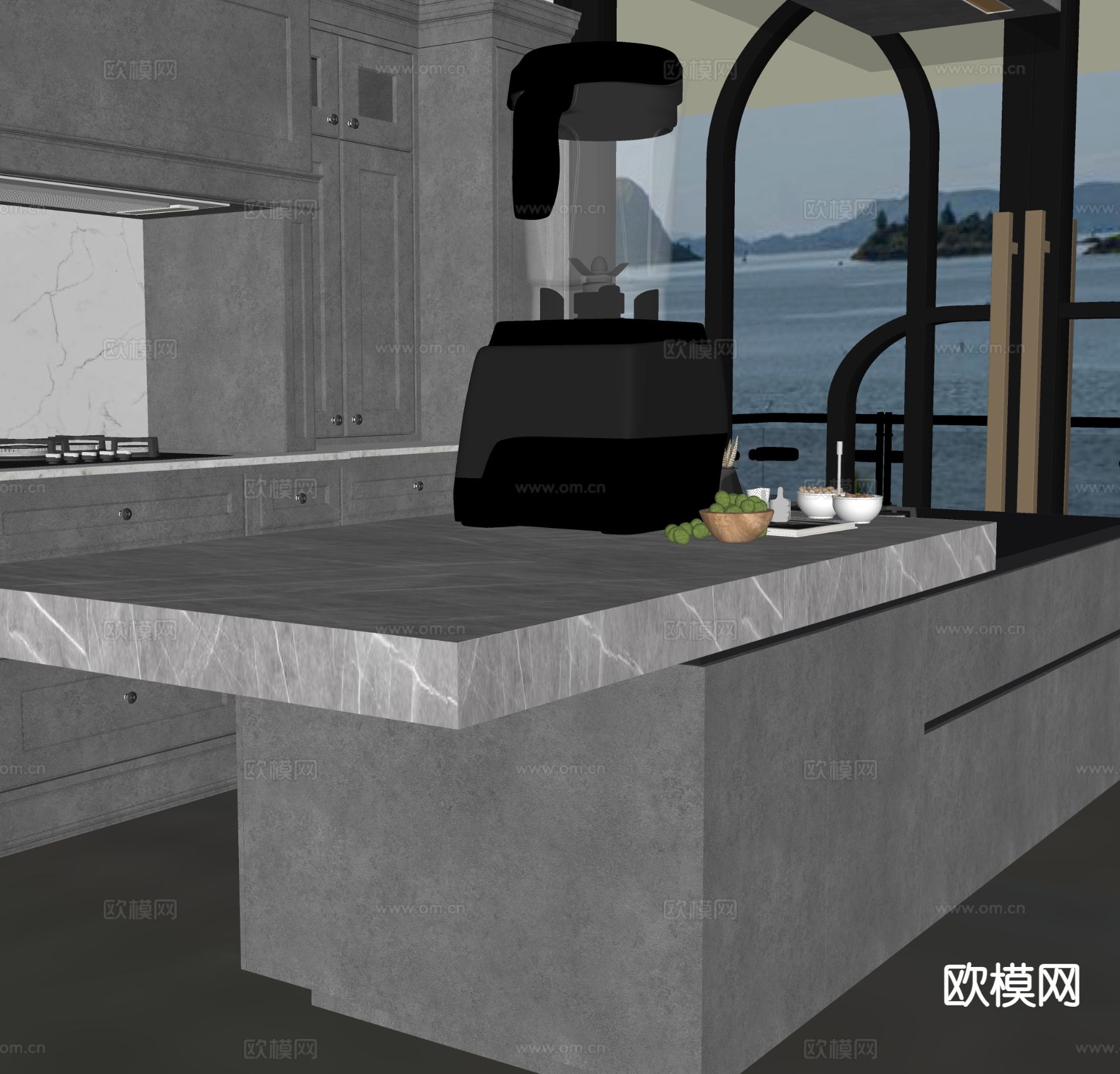 豆浆机 调料 碗 水果su模型下载（渲染图1）