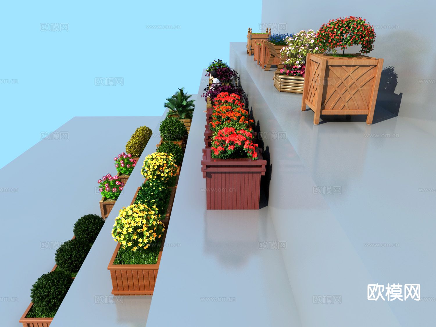 户外花箱 花坛3d模型下载（渲染图2）