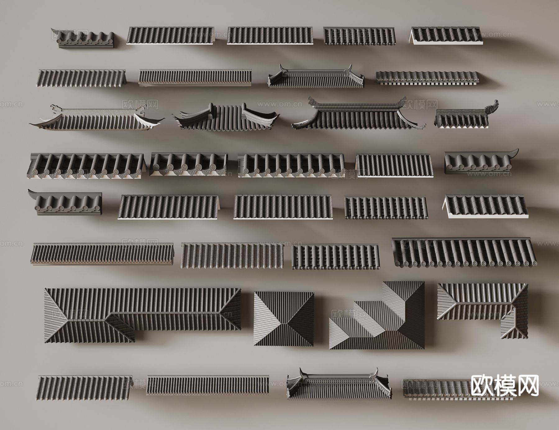 新中式屋檐 房檐 屋顶3d模型下载