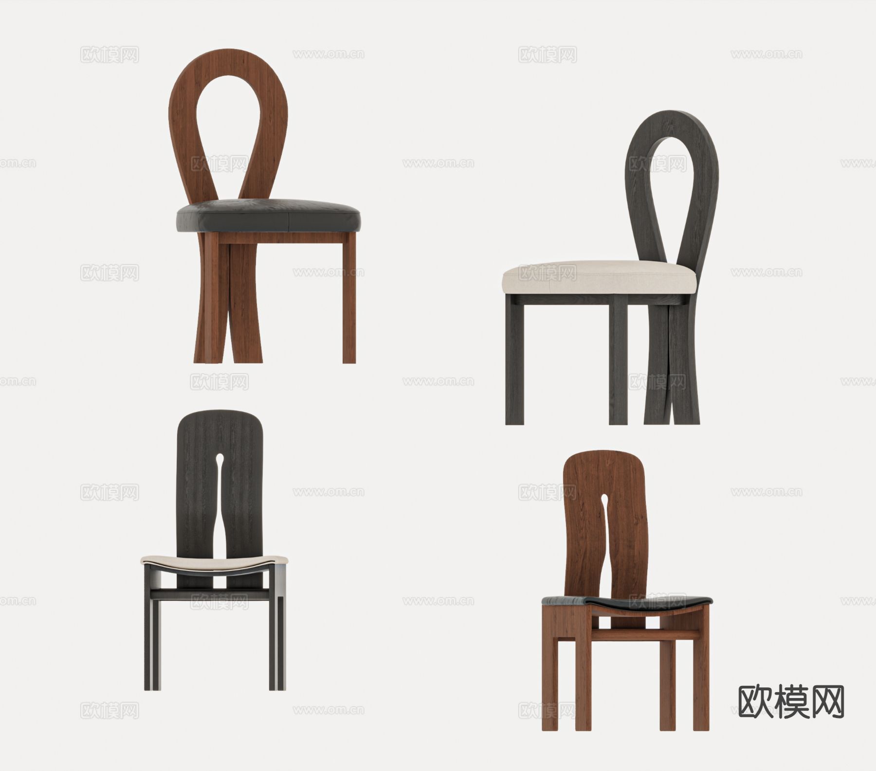 中古风椅子 餐椅3d模型下载