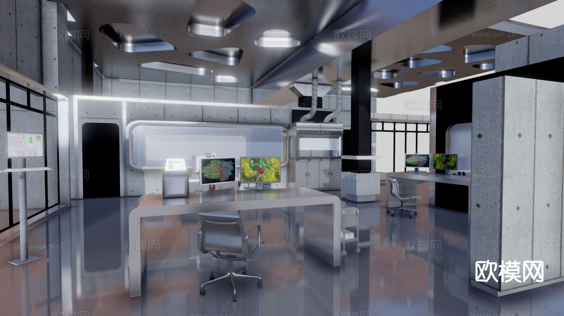 学校实验室su模型下载（渲染图2）