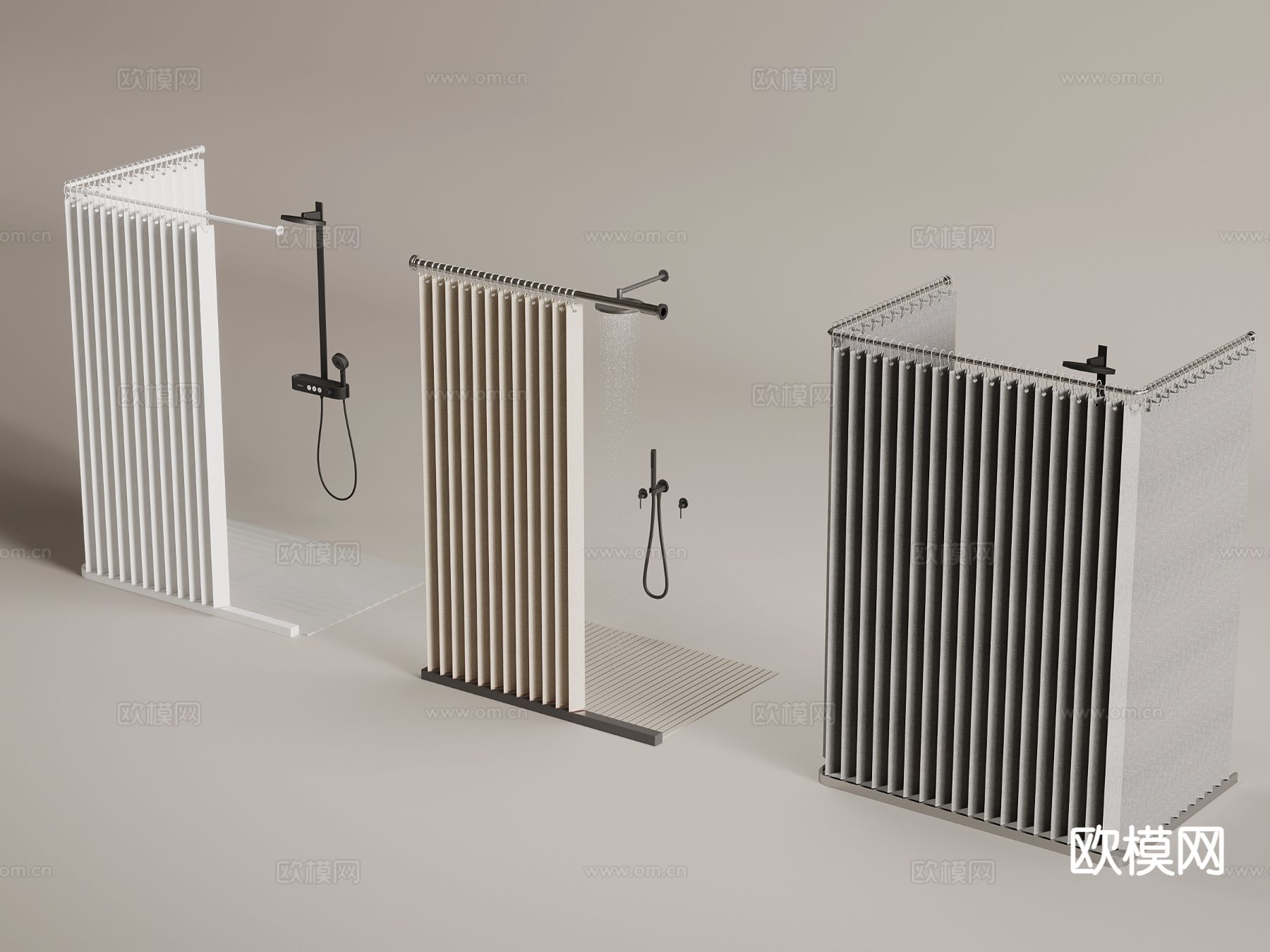 浴室帘 浴帘 窗帘su模型下载（渲染图2）