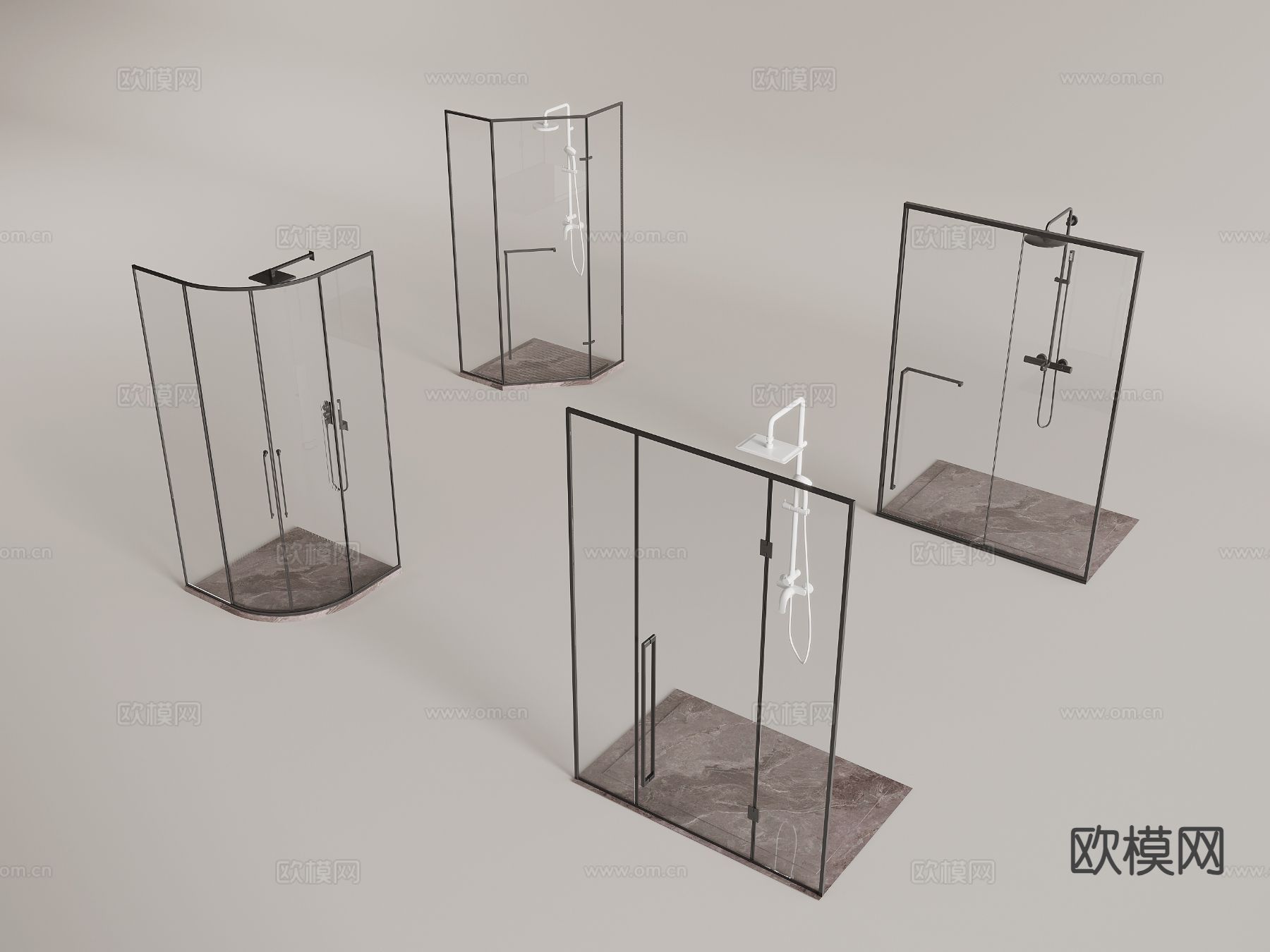 淋浴房 玻璃淋浴隔断3d模型下载