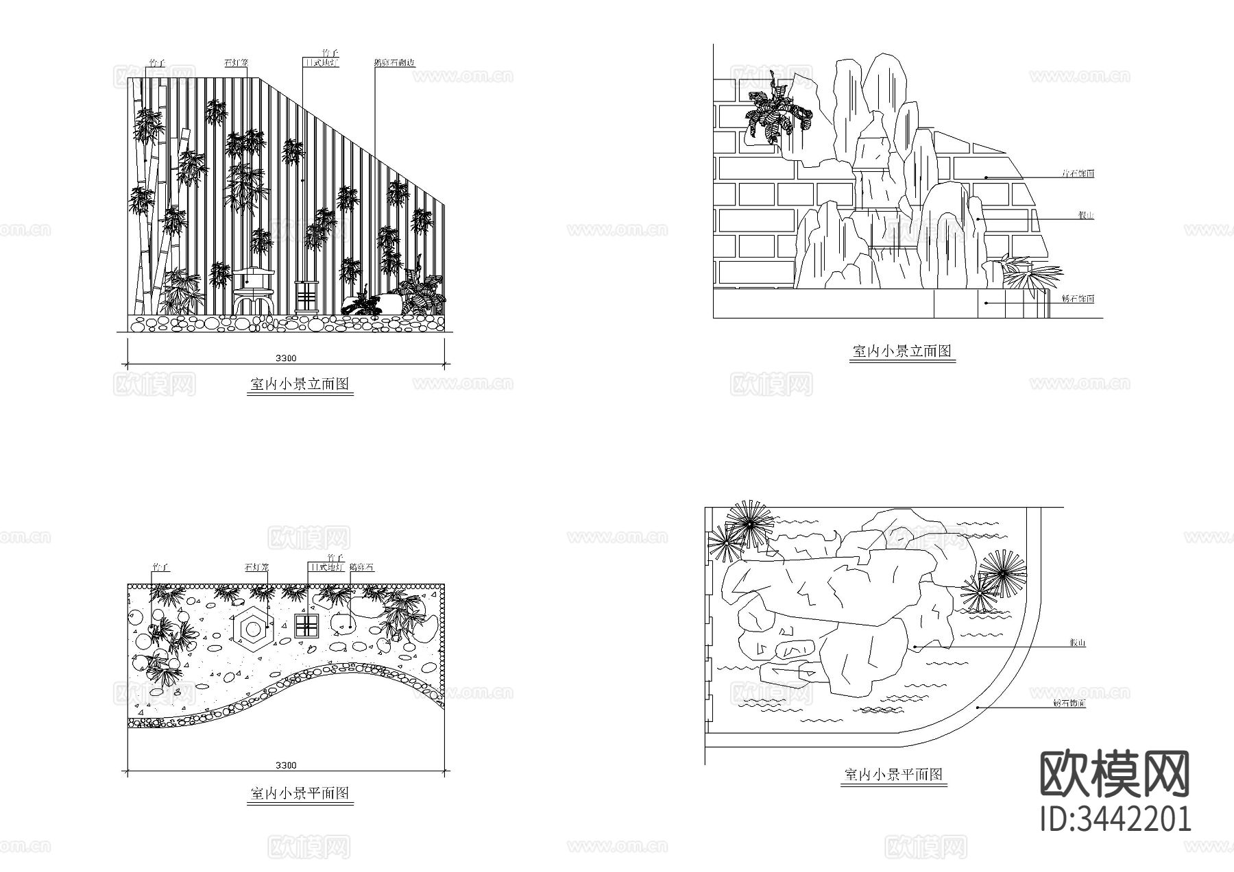 18种室内小造景cad大样图下载（渲染图8）