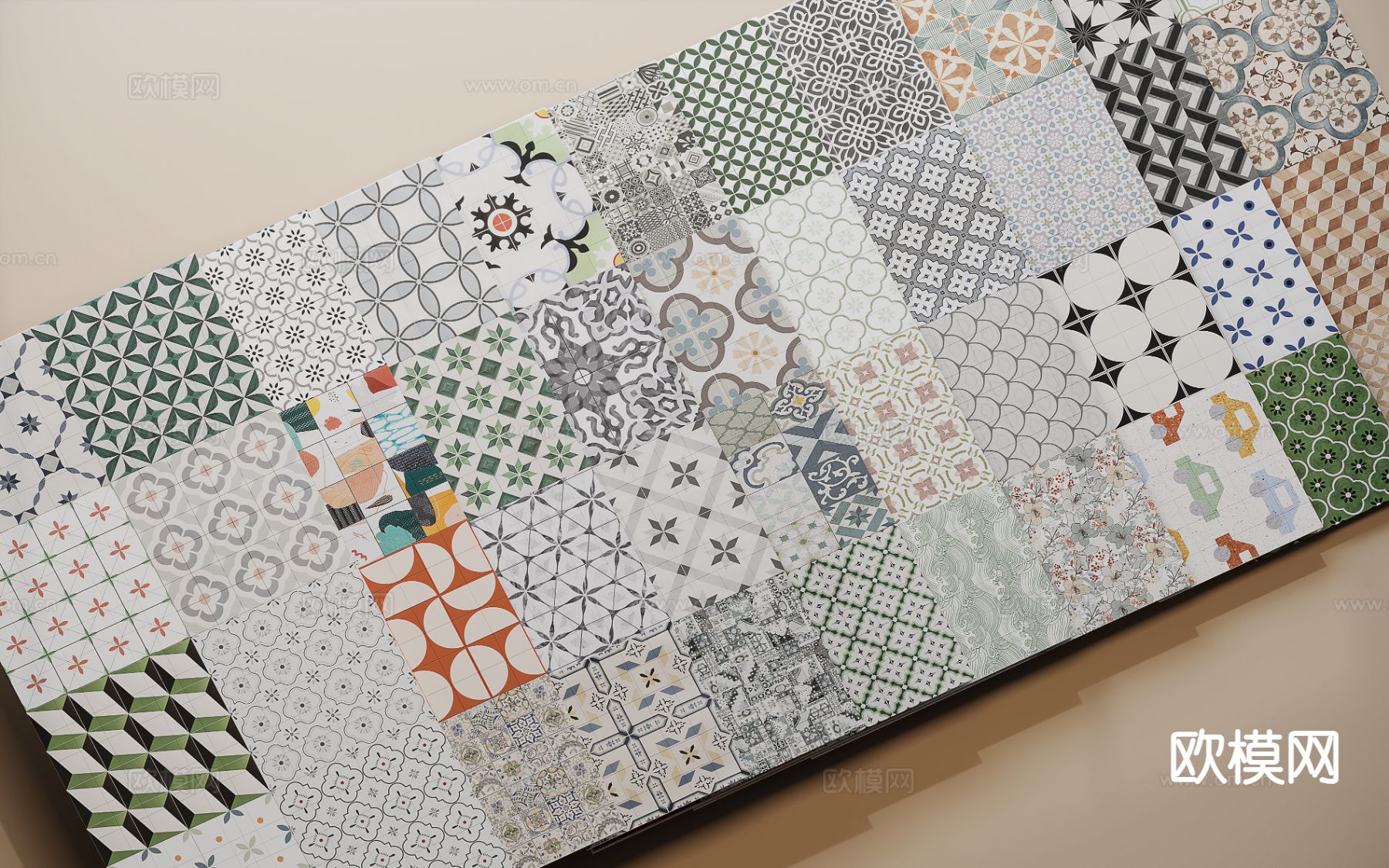 法式花砖 瓷砖3d模型下载