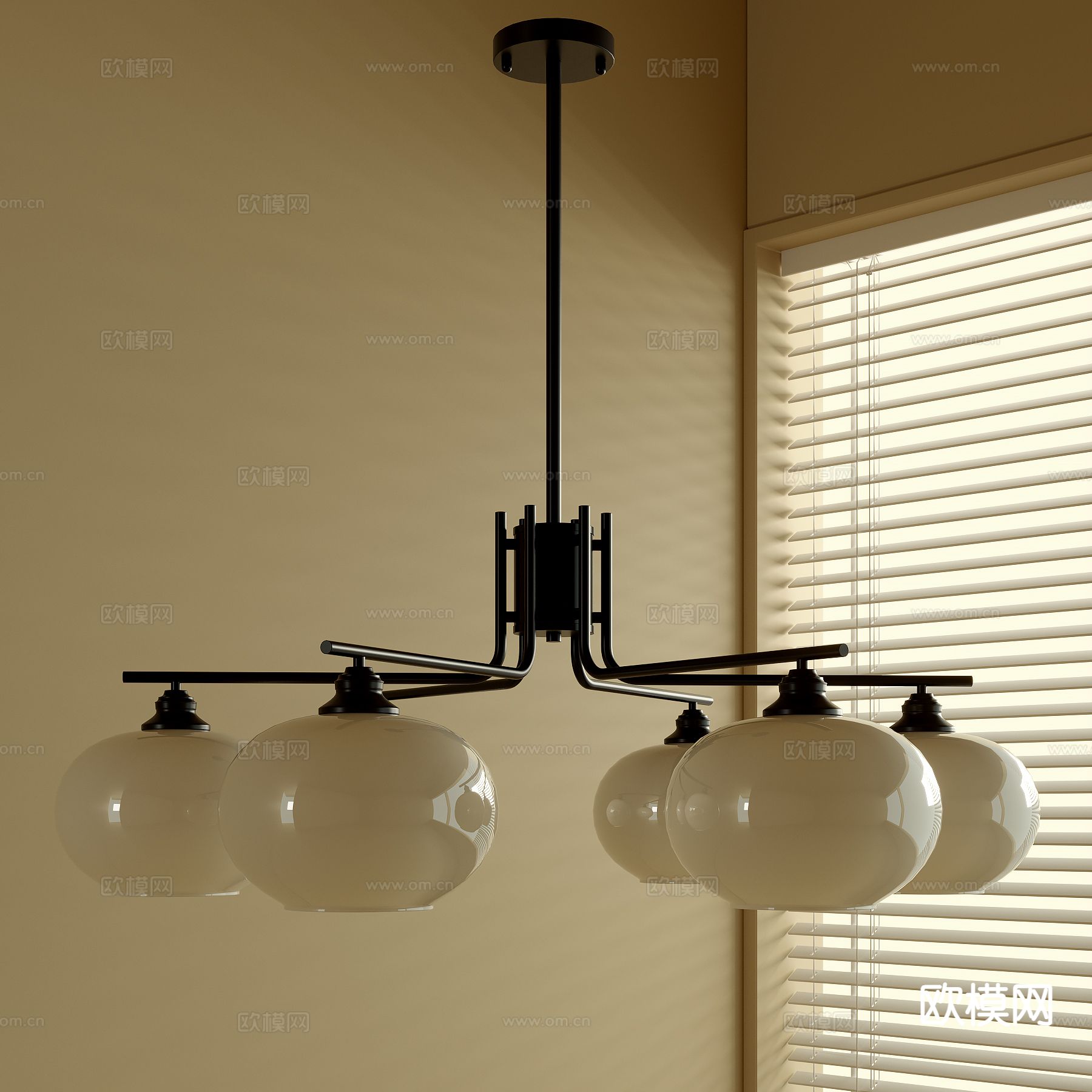 中古风吊灯 多头吊灯3d模型下载