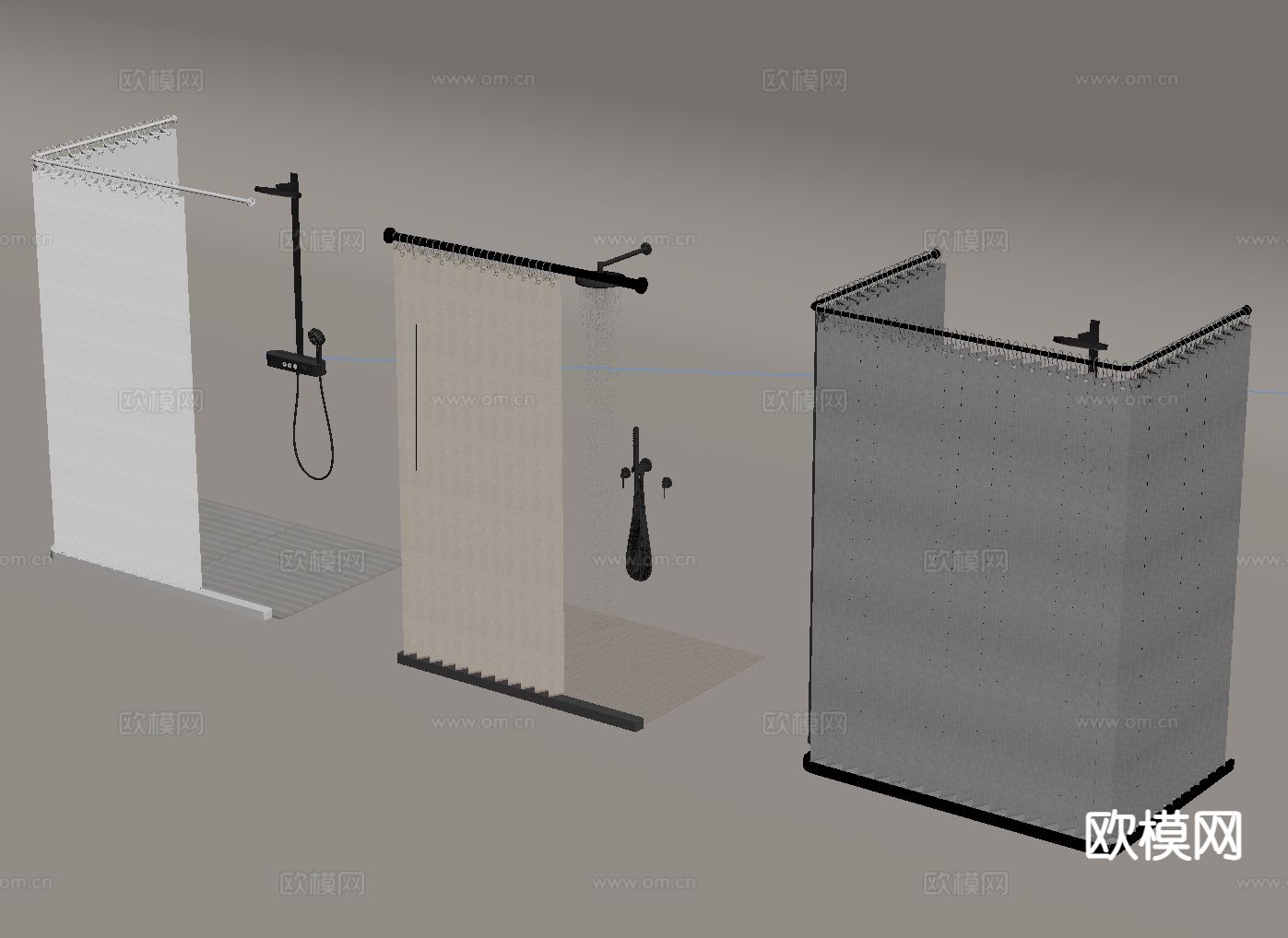 浴室帘 浴帘 窗帘su模型下载（渲染图1）