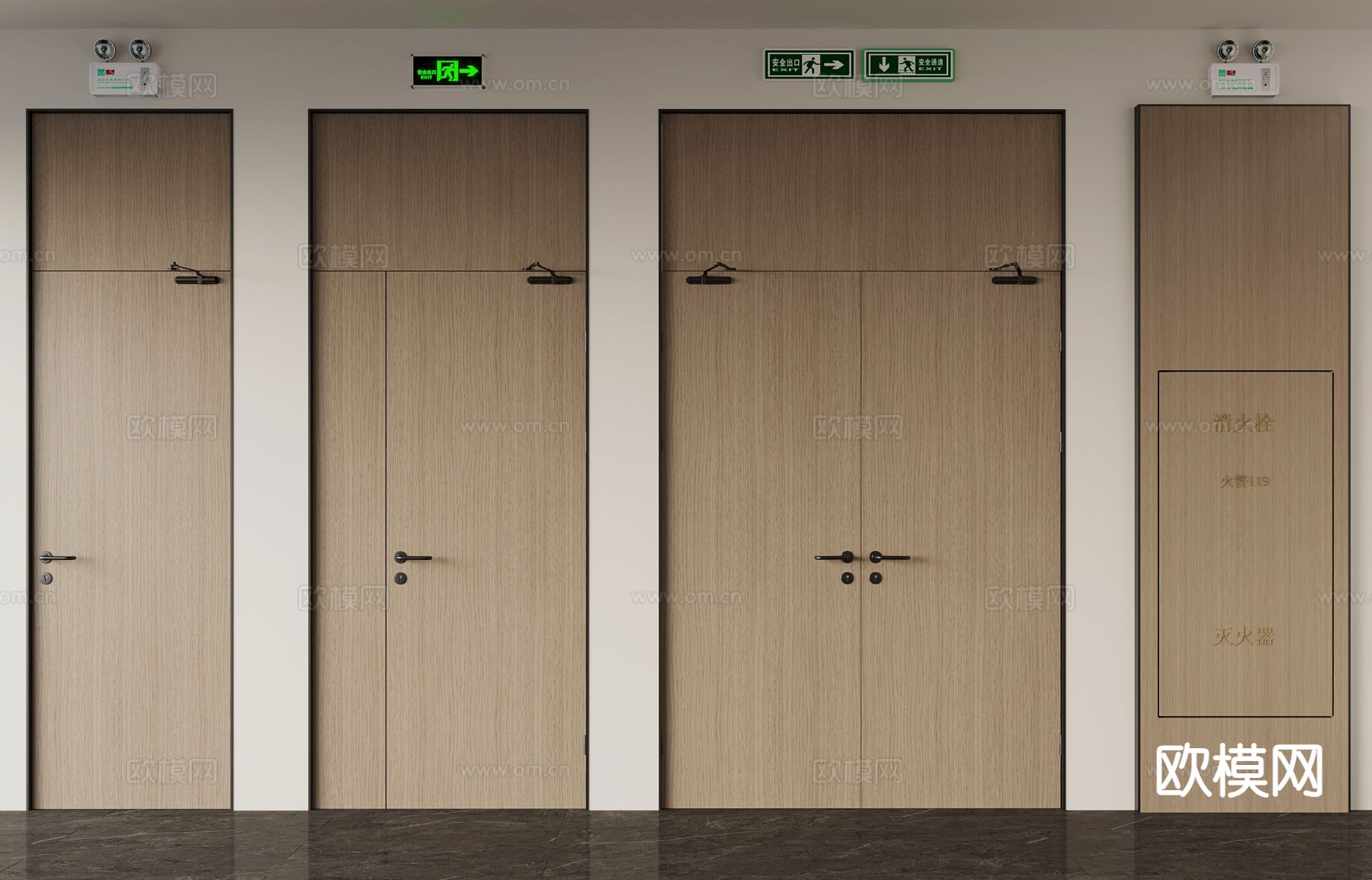 现代防火门 消防门3d模型下载