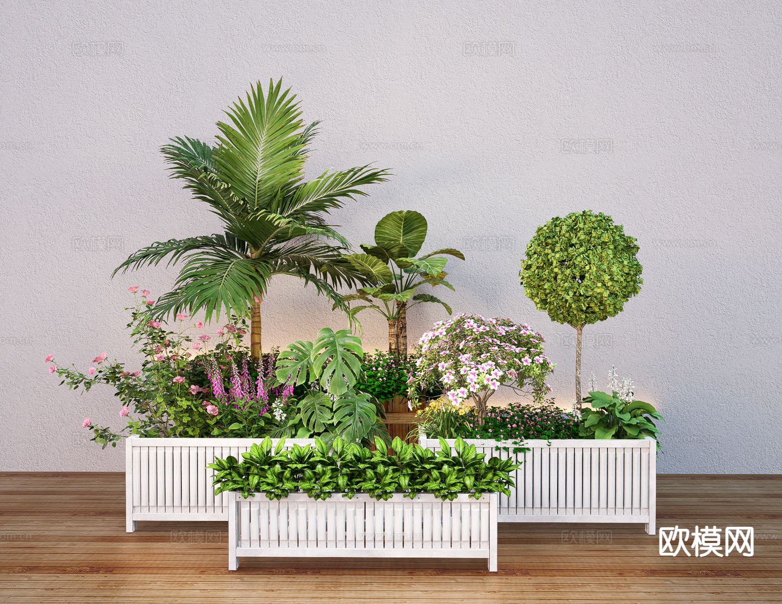 植物堆 花箱 花坛su模型下载（渲染图2）