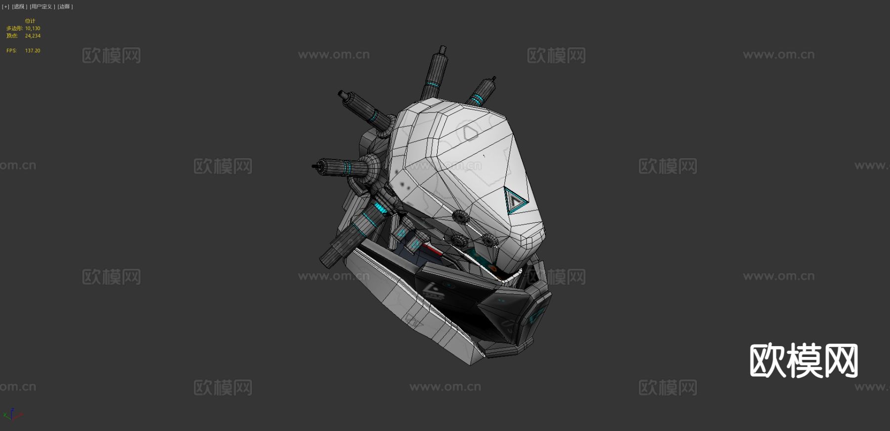 科幻头盔 影视头盔3d模型下载（渲染图3）