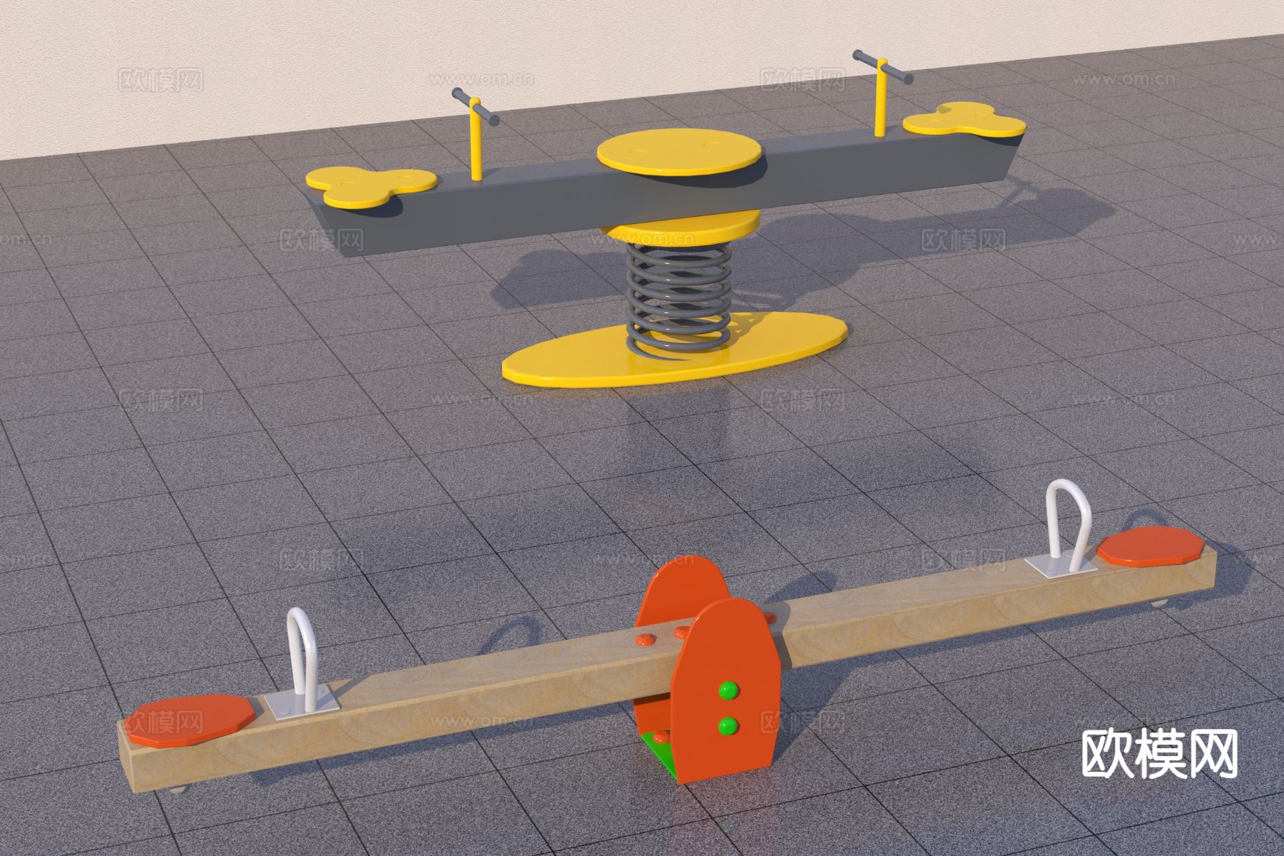 现代儿童器材 跷跷板3d模型下载