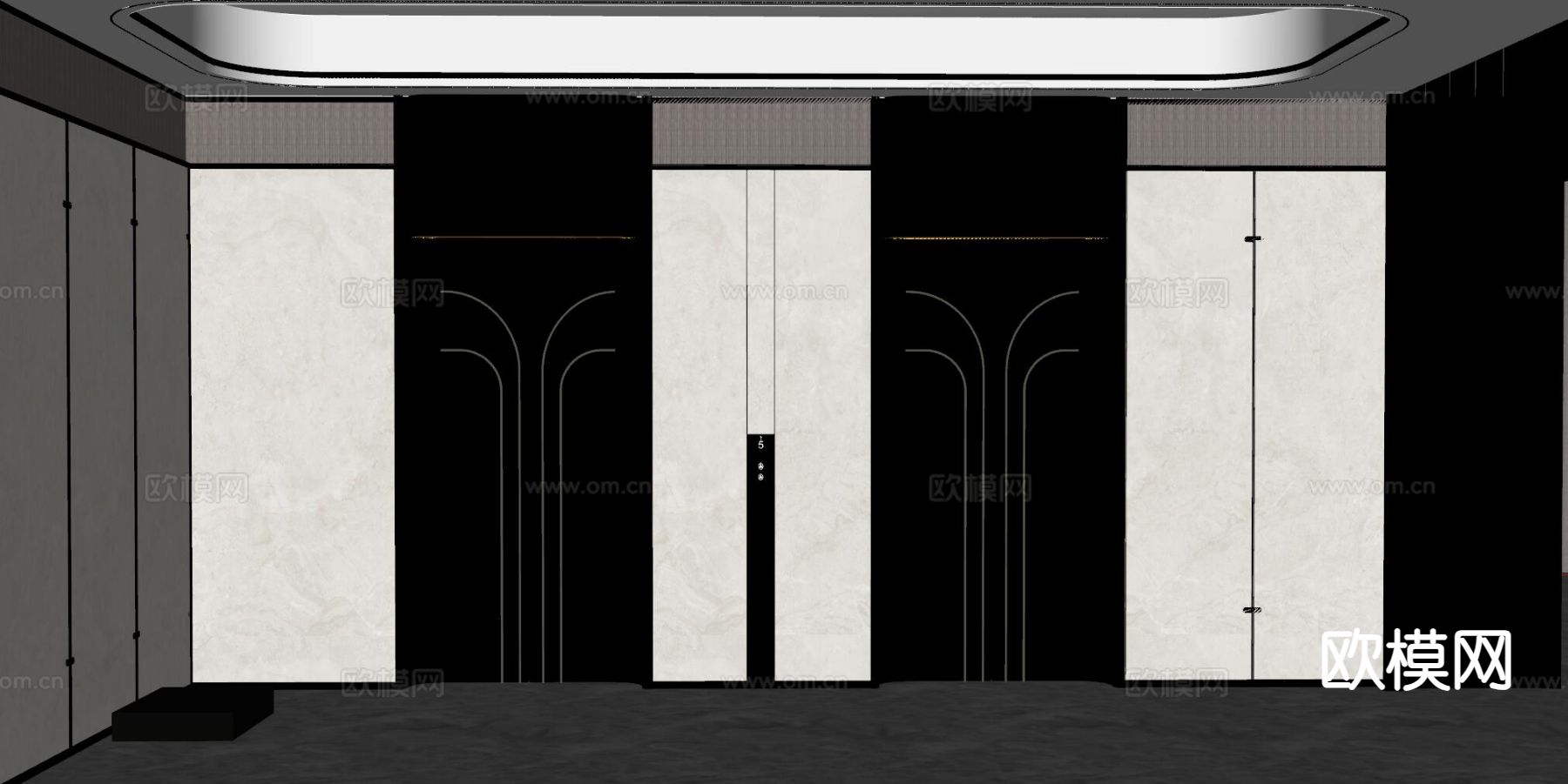现代电梯厅su模型