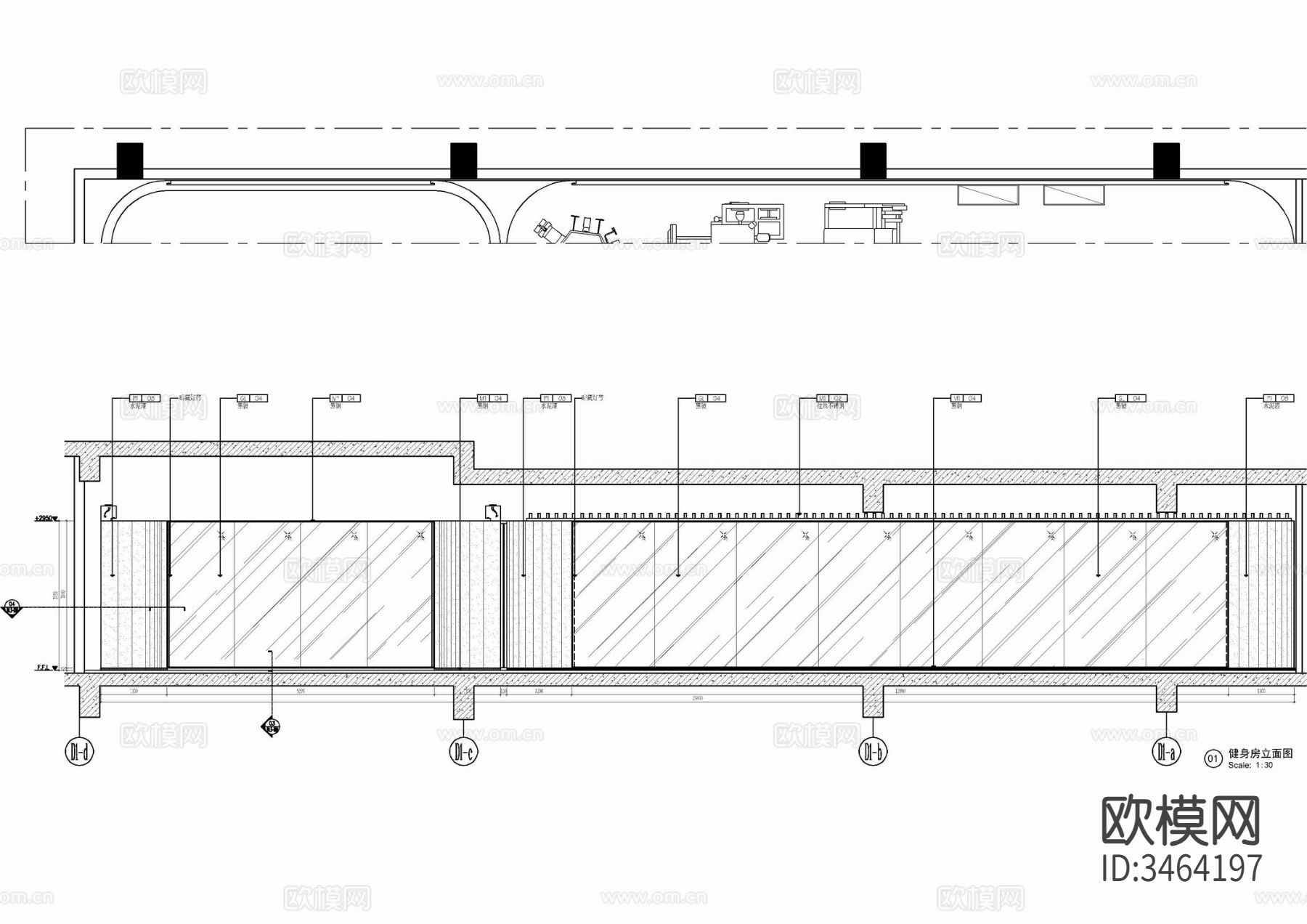 350㎡健身房全套cad施工图下载（渲染图6）