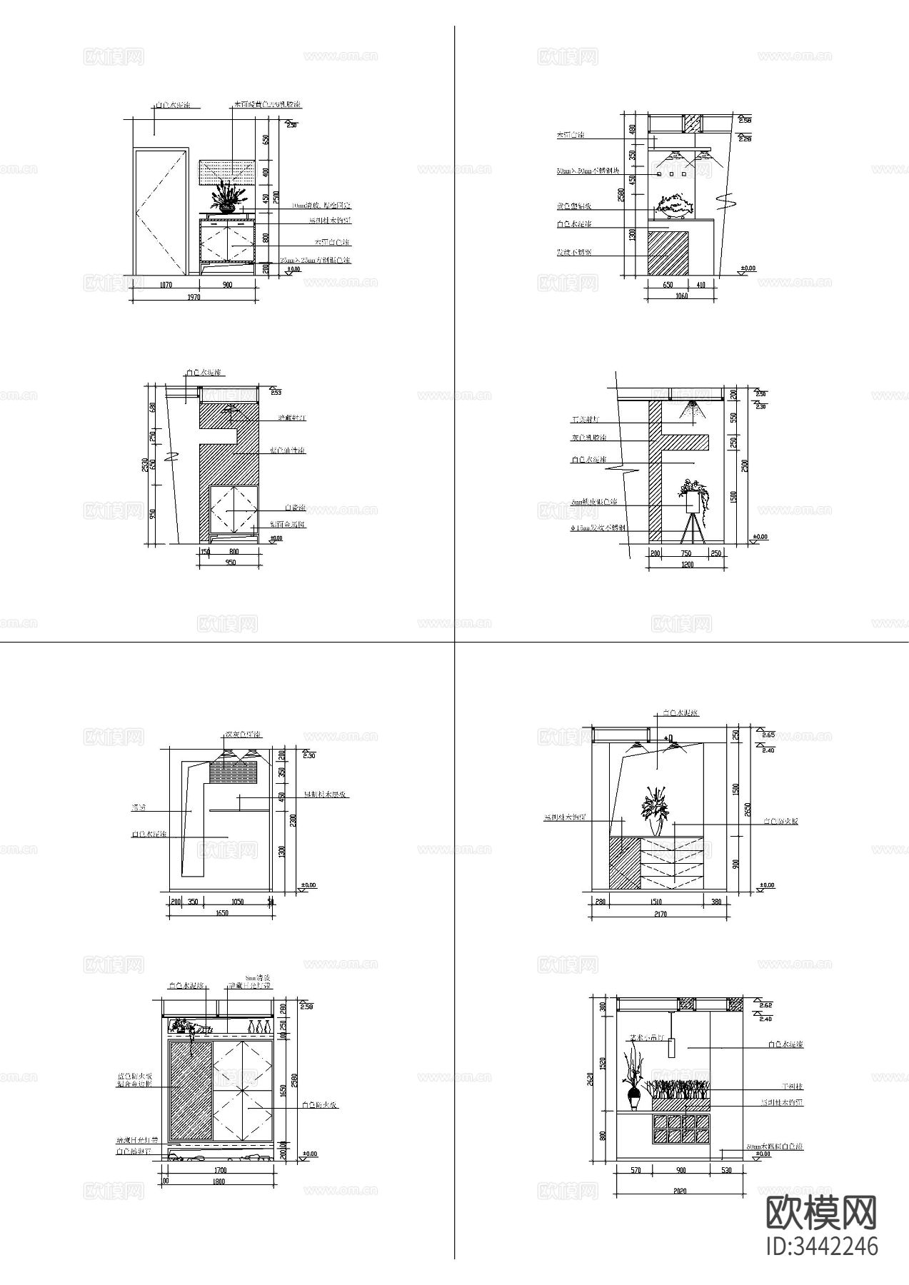 37套玄关设计cad大样图下载（渲染图2）