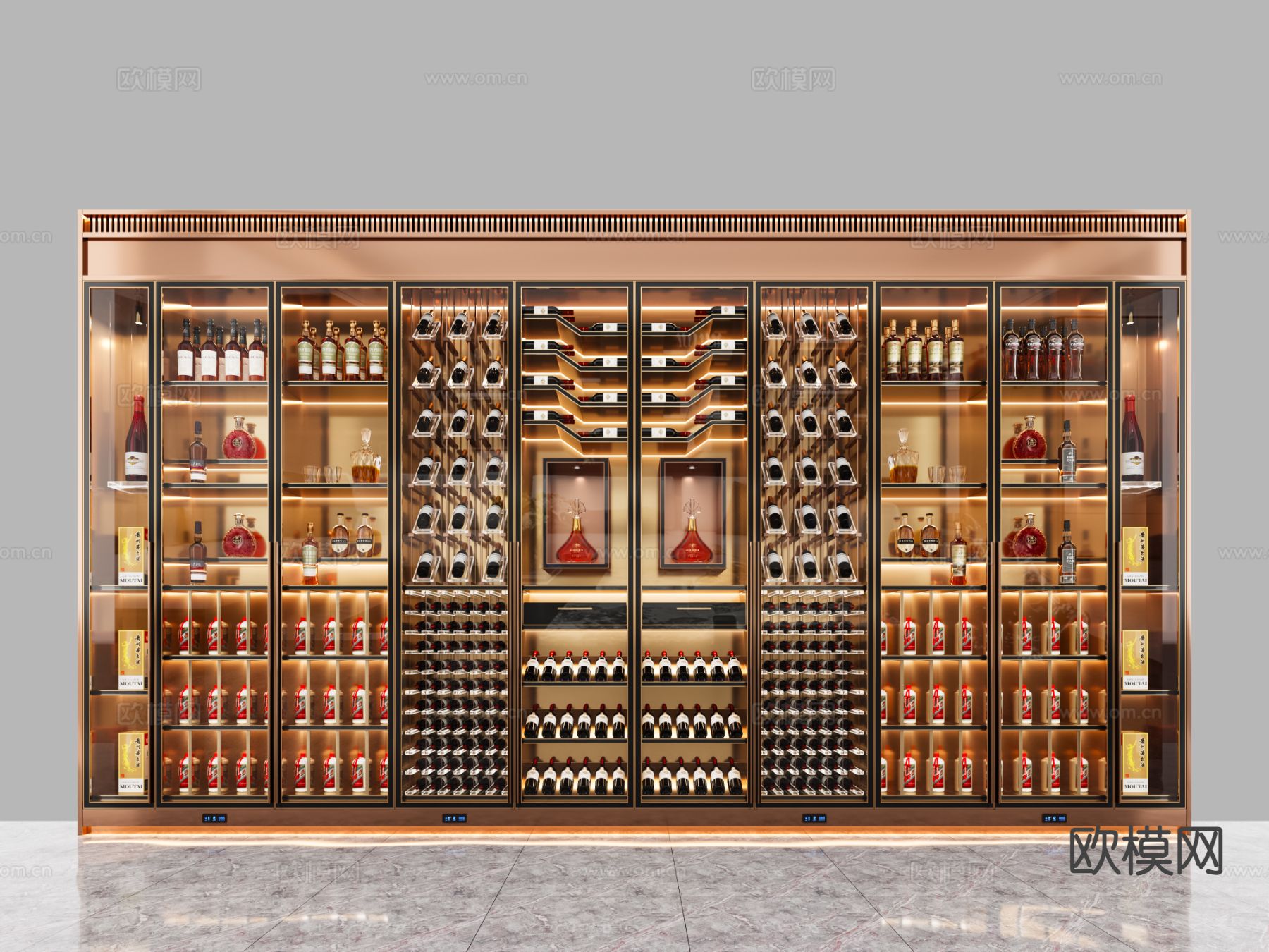 现代酒柜 恒温酒柜su模型下载（渲染图2）