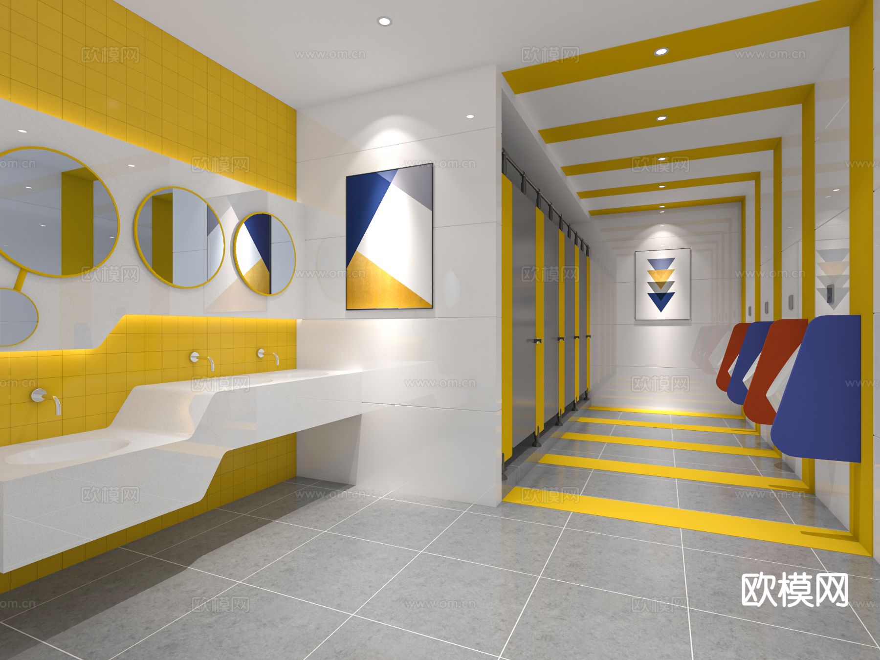 培训中心走廊 过道3d模型下载（渲染图2）