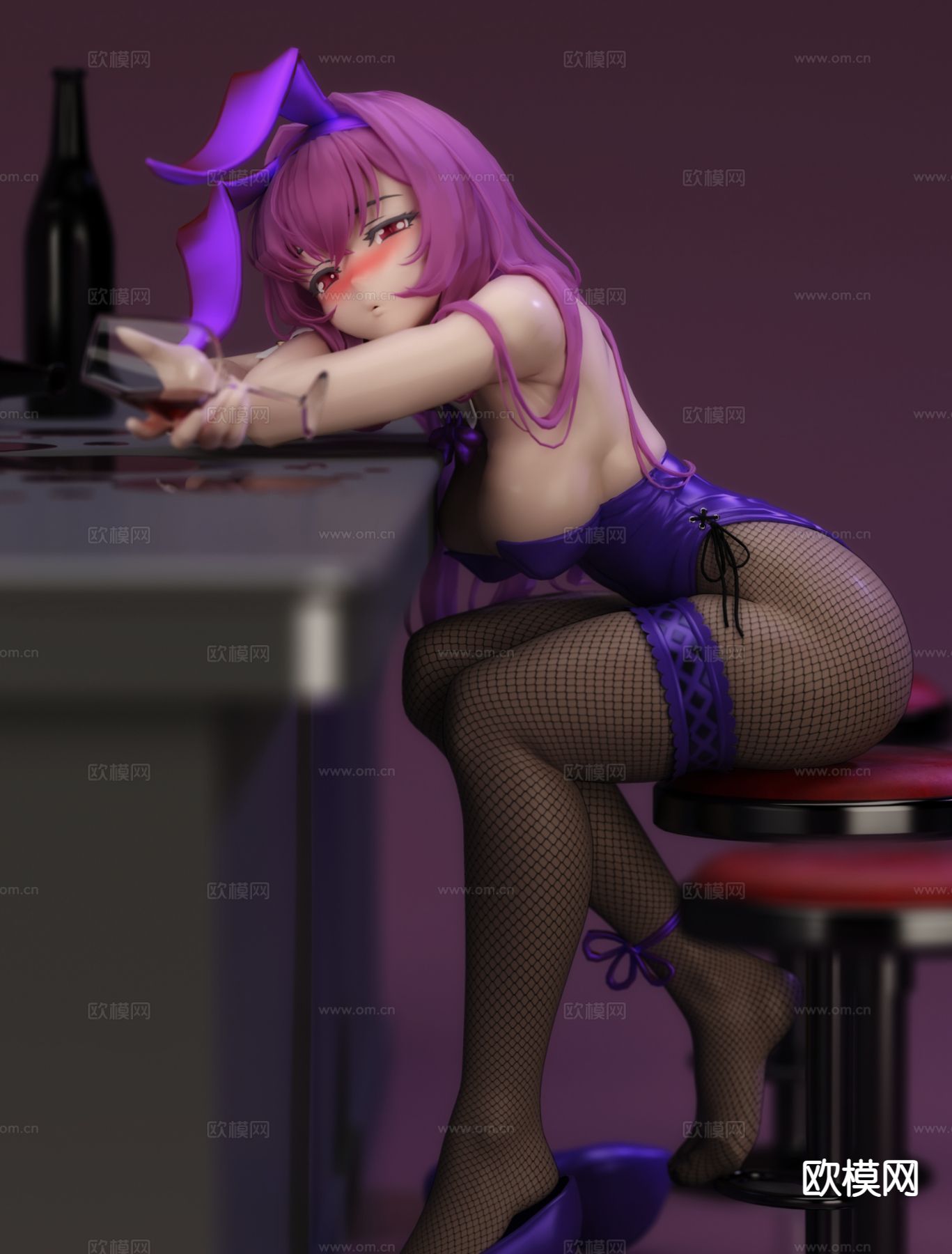 卡通人物 兔女郎 卡通美女3d模型下载（渲染图1）