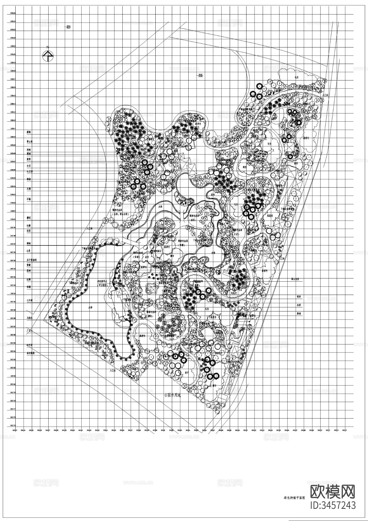 文化名人公园绿化工程CAD施工图下载（渲染图10）