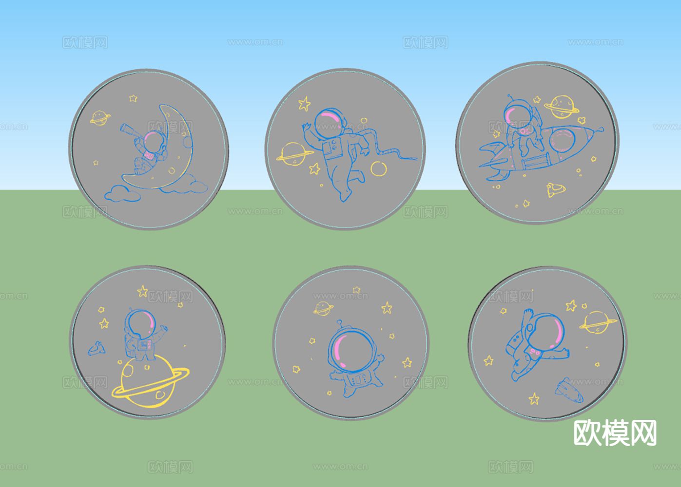 现代网红深渊镜 霓虹灯 装饰灯su模型下载（渲染图1）