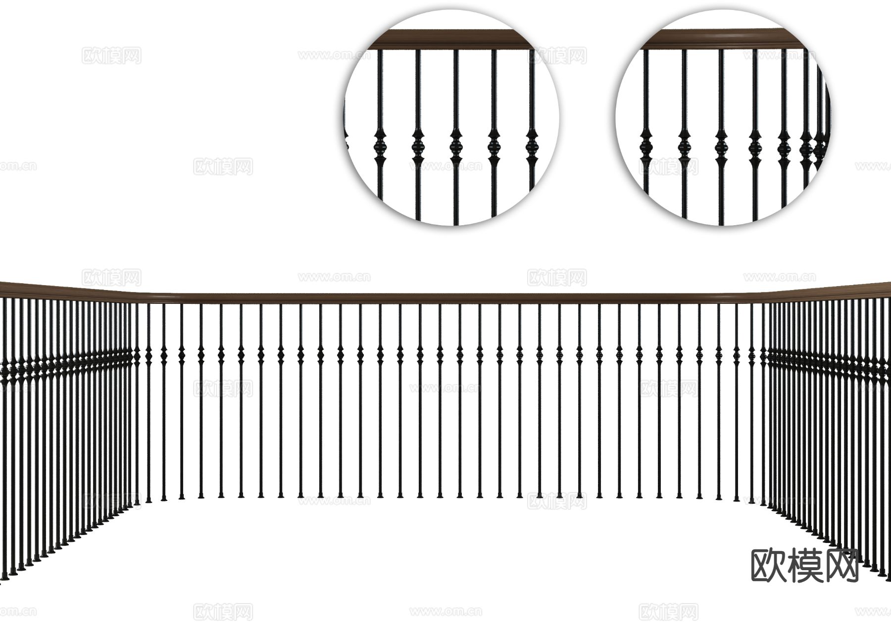 美式栏杆 围栏 护栏3d模型下载