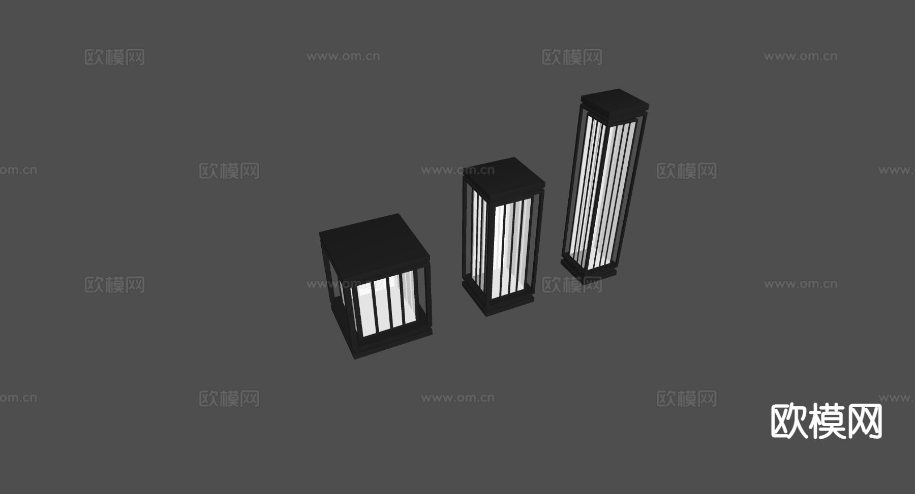 中式景观灯 草坪灯 庭院灯su模型下载（渲染图1）