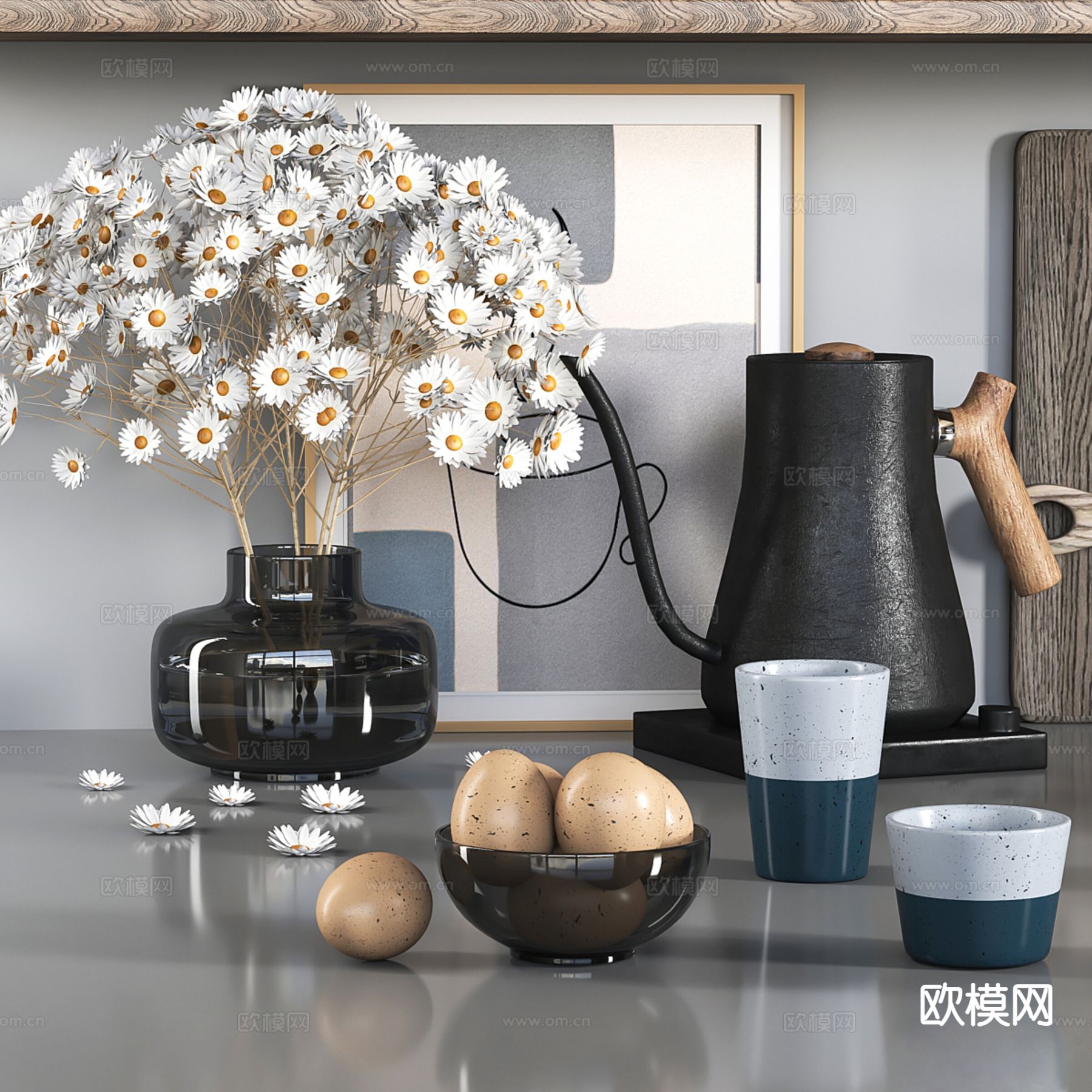 现代花瓶 花艺3d模型下载