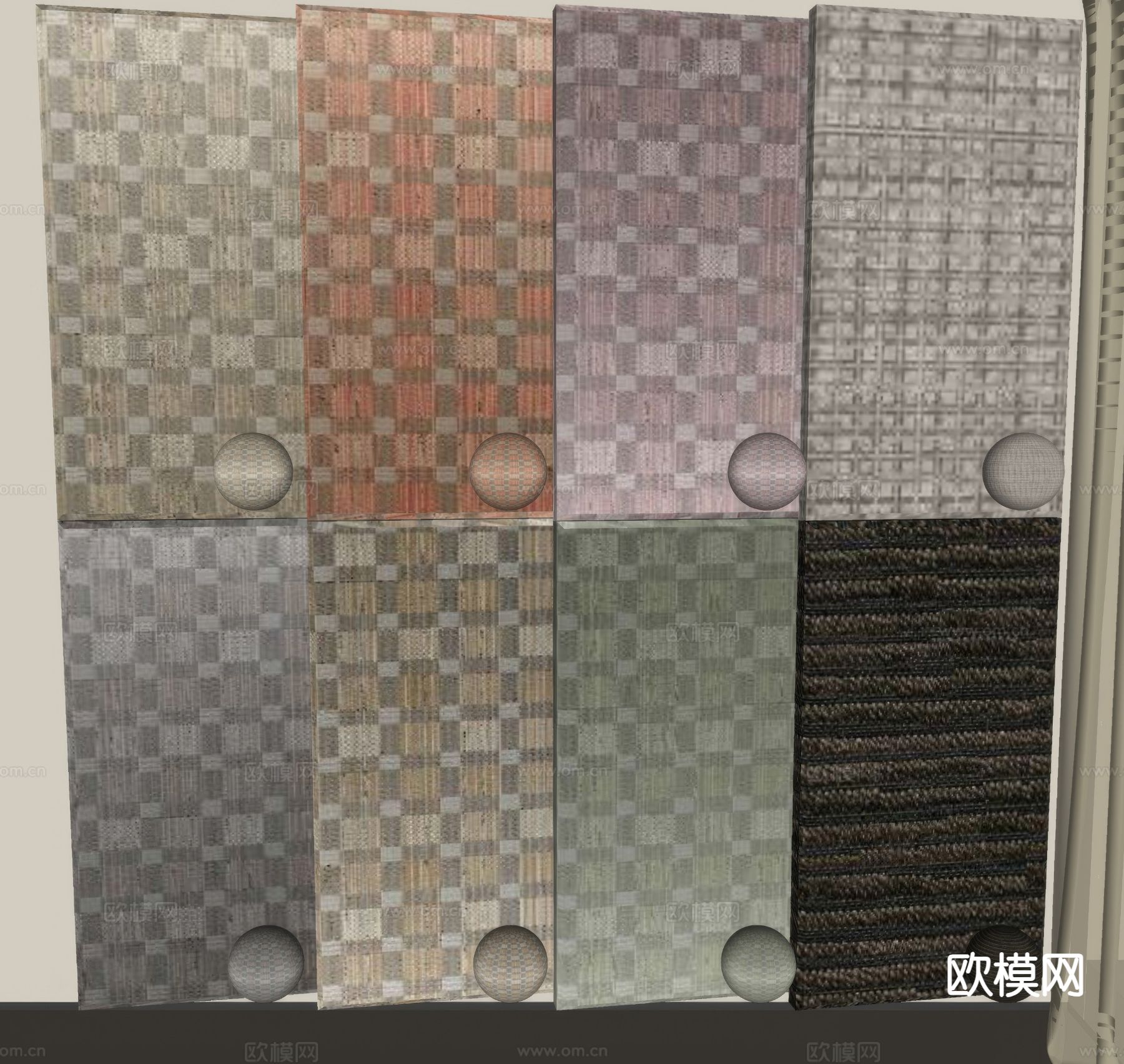 布纹护墙板 墙布 墙饰板su模型下载（渲染图1）