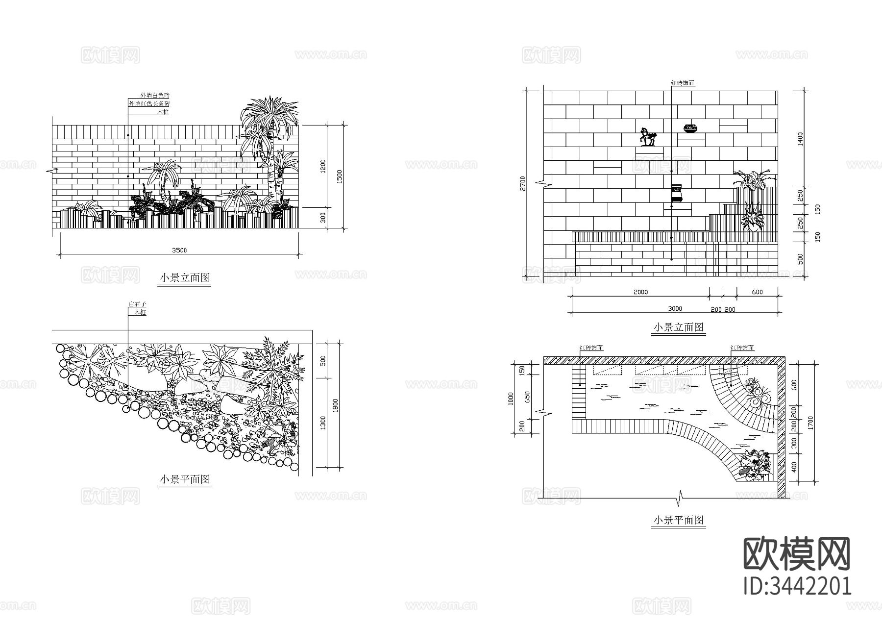 18种室内小造景cad大样图下载（渲染图1）