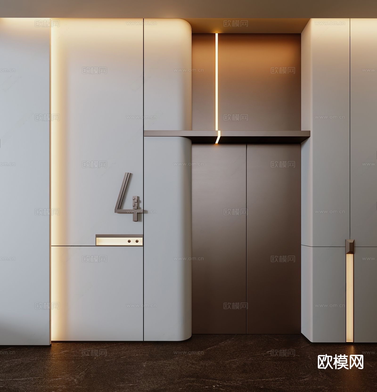 轻奢电梯门 电梯入口3d模型下载