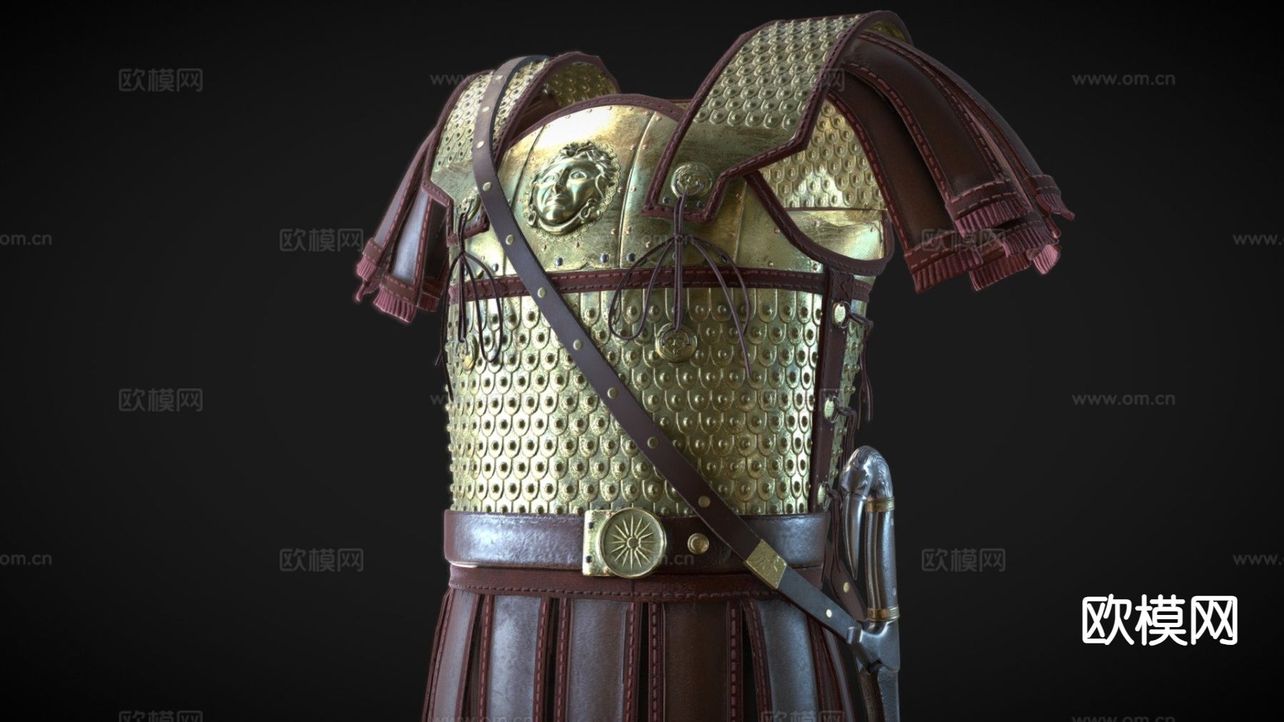 古希腊盔甲3d模型下载（渲染图1）
