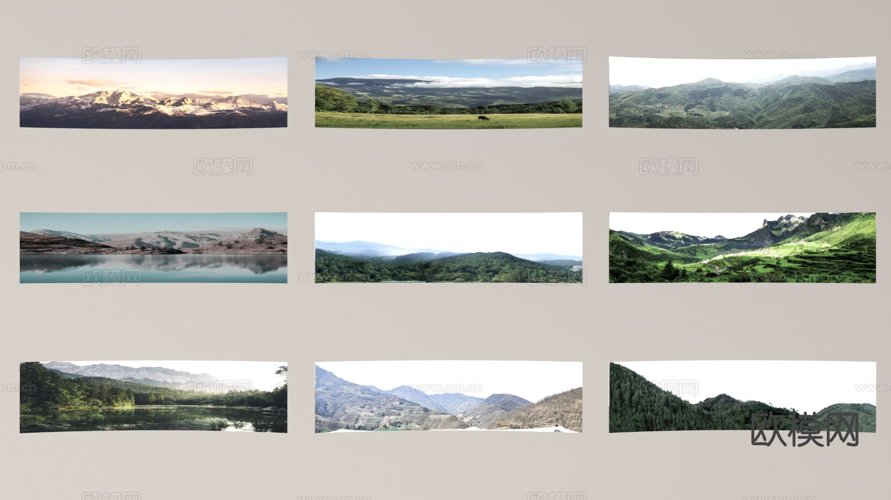 2D背景林 贴图背景树林 山脉背景3d模型下载