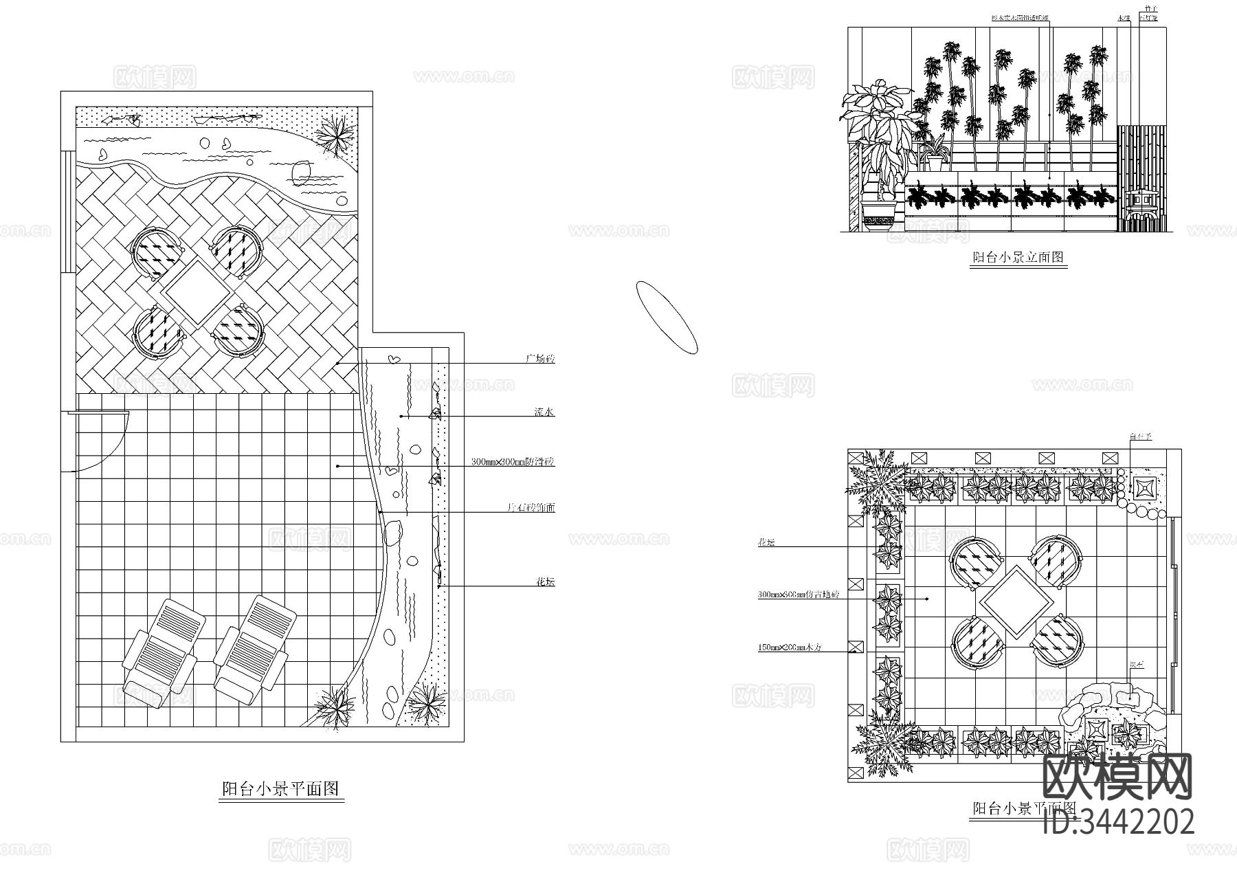 多套室内小造景cad大样图下载（渲染图2）