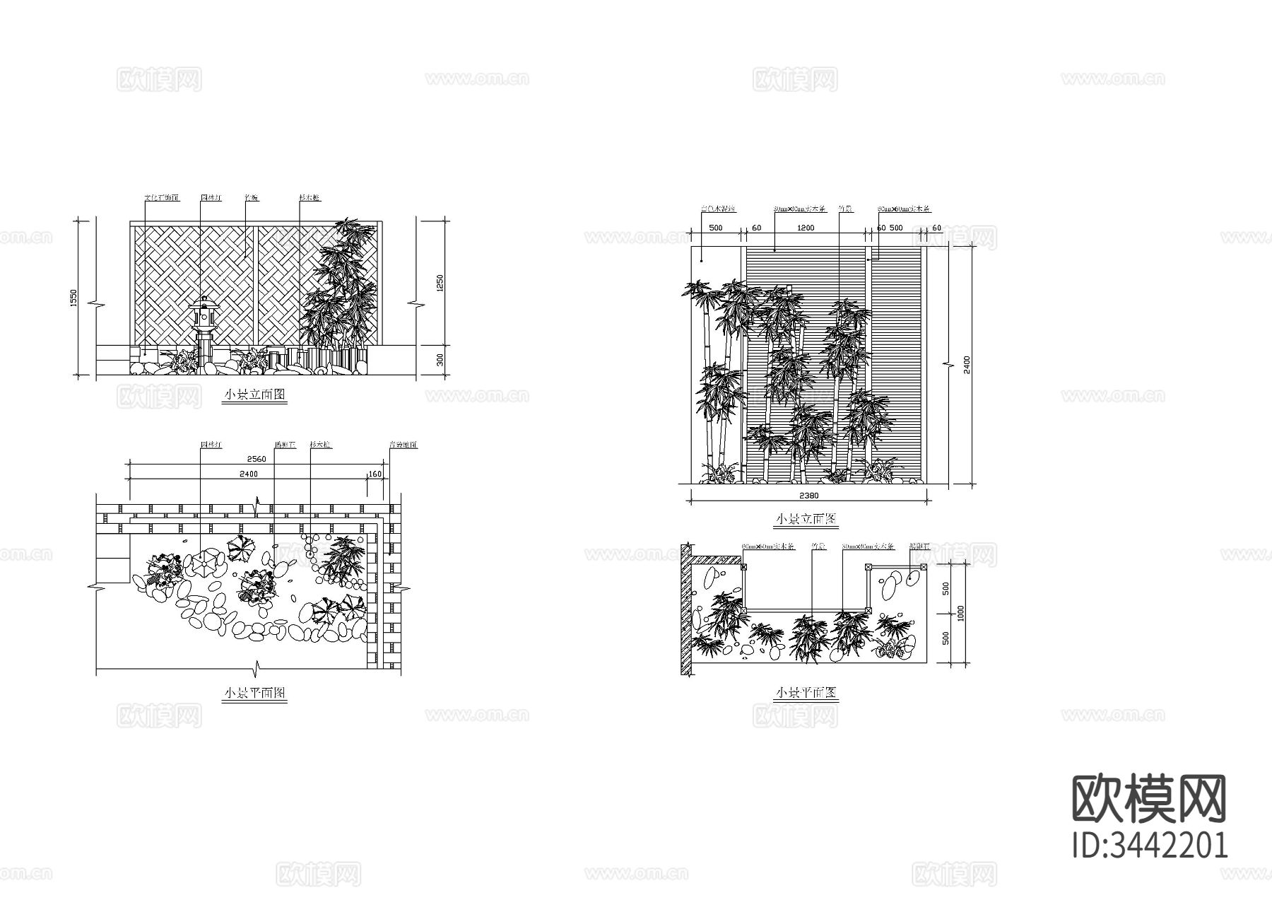 18种室内小造景cad大样图下载（渲染图2）