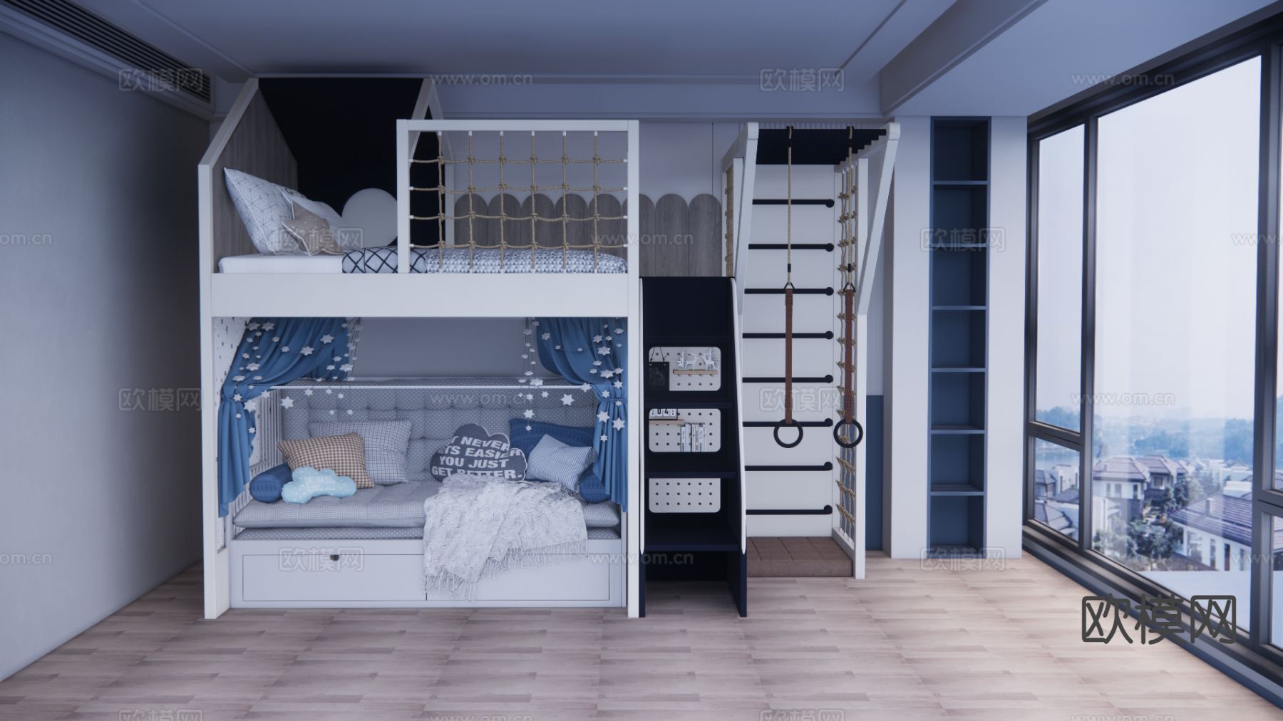 北欧儿童房 小孩房su模型下载（渲染图2）