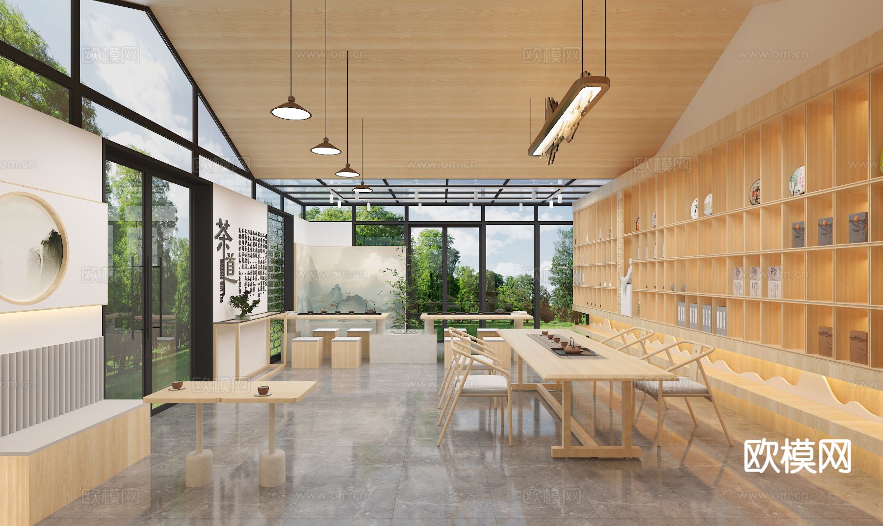新中式茶馆 茶室3d模型下载（渲染图2）