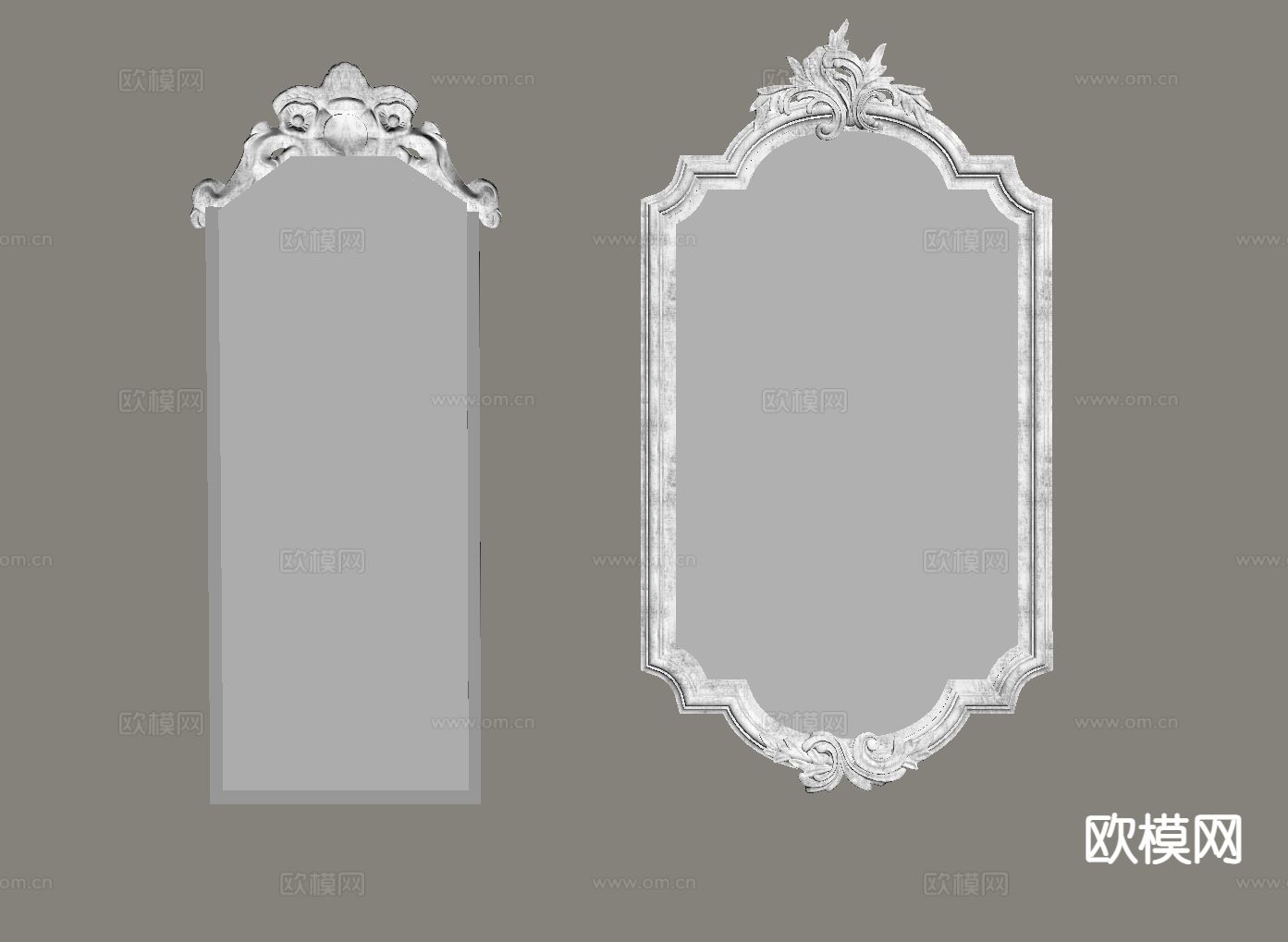 法式镜子 化妆镜 装饰镜su模型下载（渲染图1）