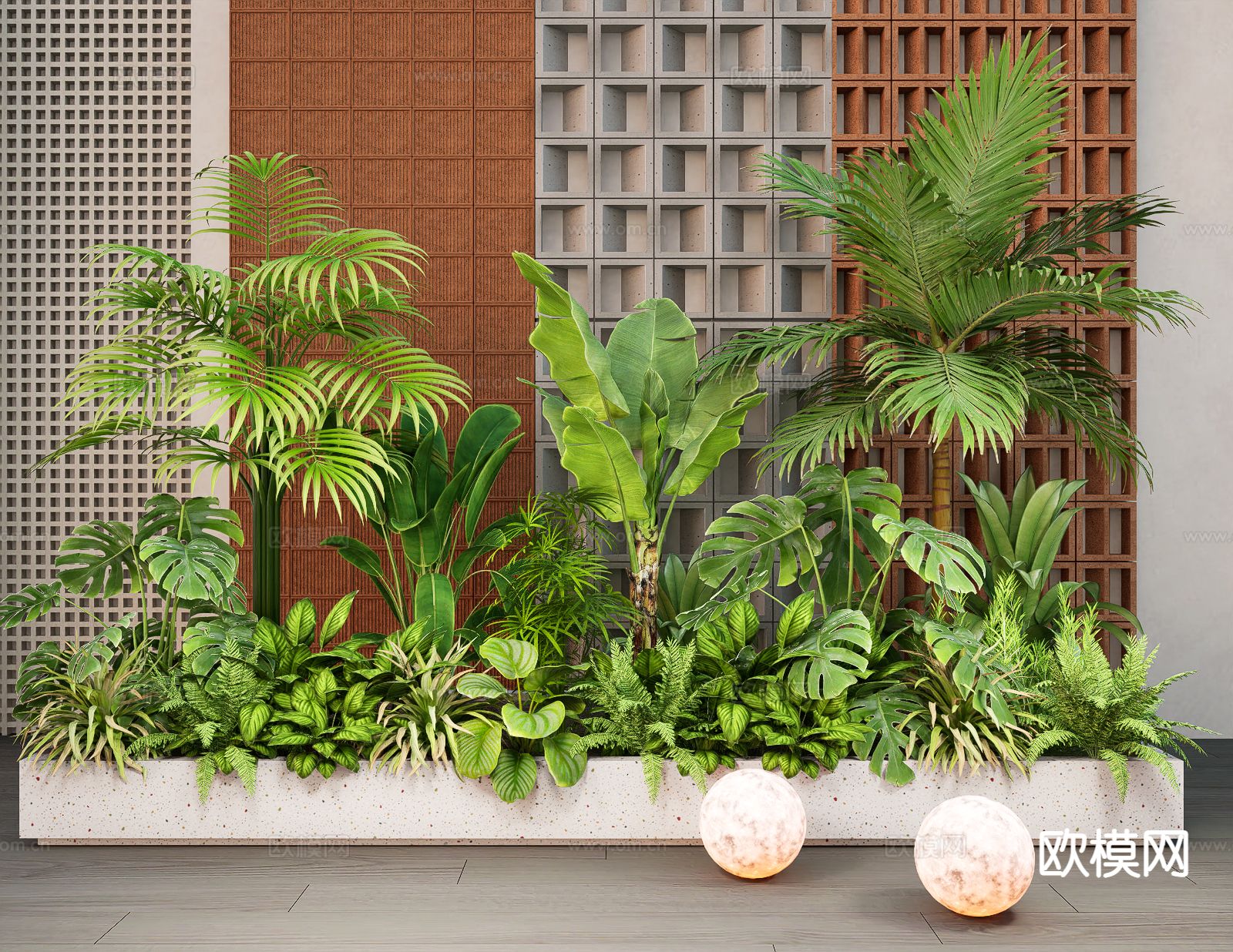 植物堆 花池 花坛su模型下载（渲染图2）