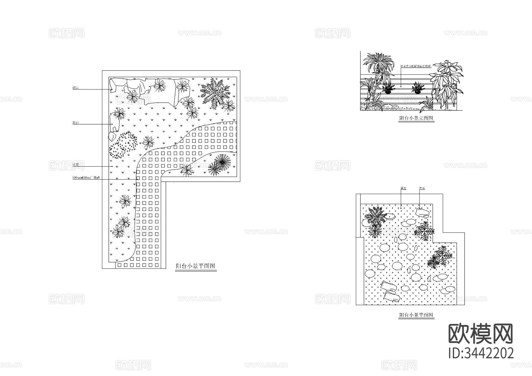 多套室内小造景cad大样图下载（渲染图1）