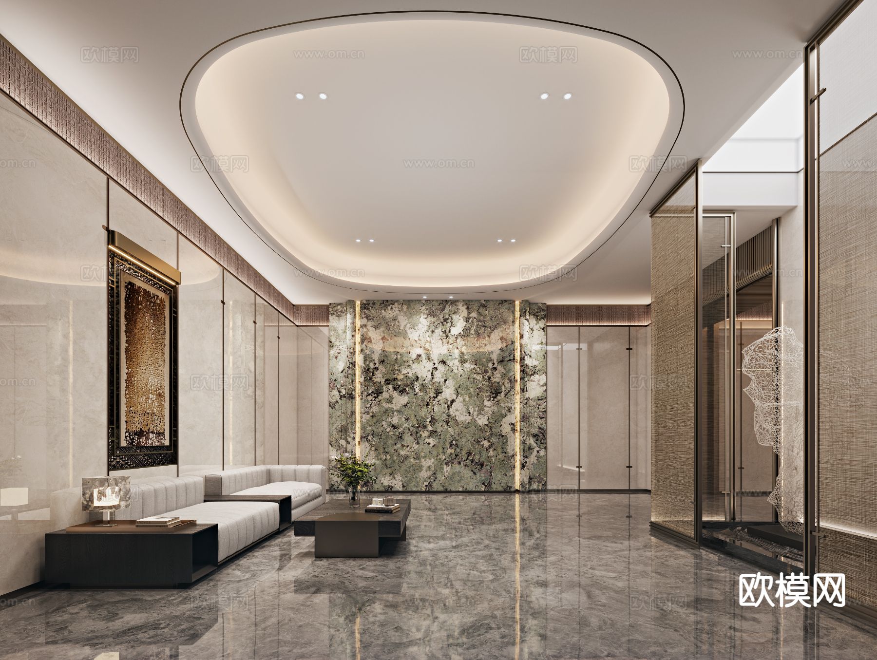 现代小区入户大堂3d模型下载