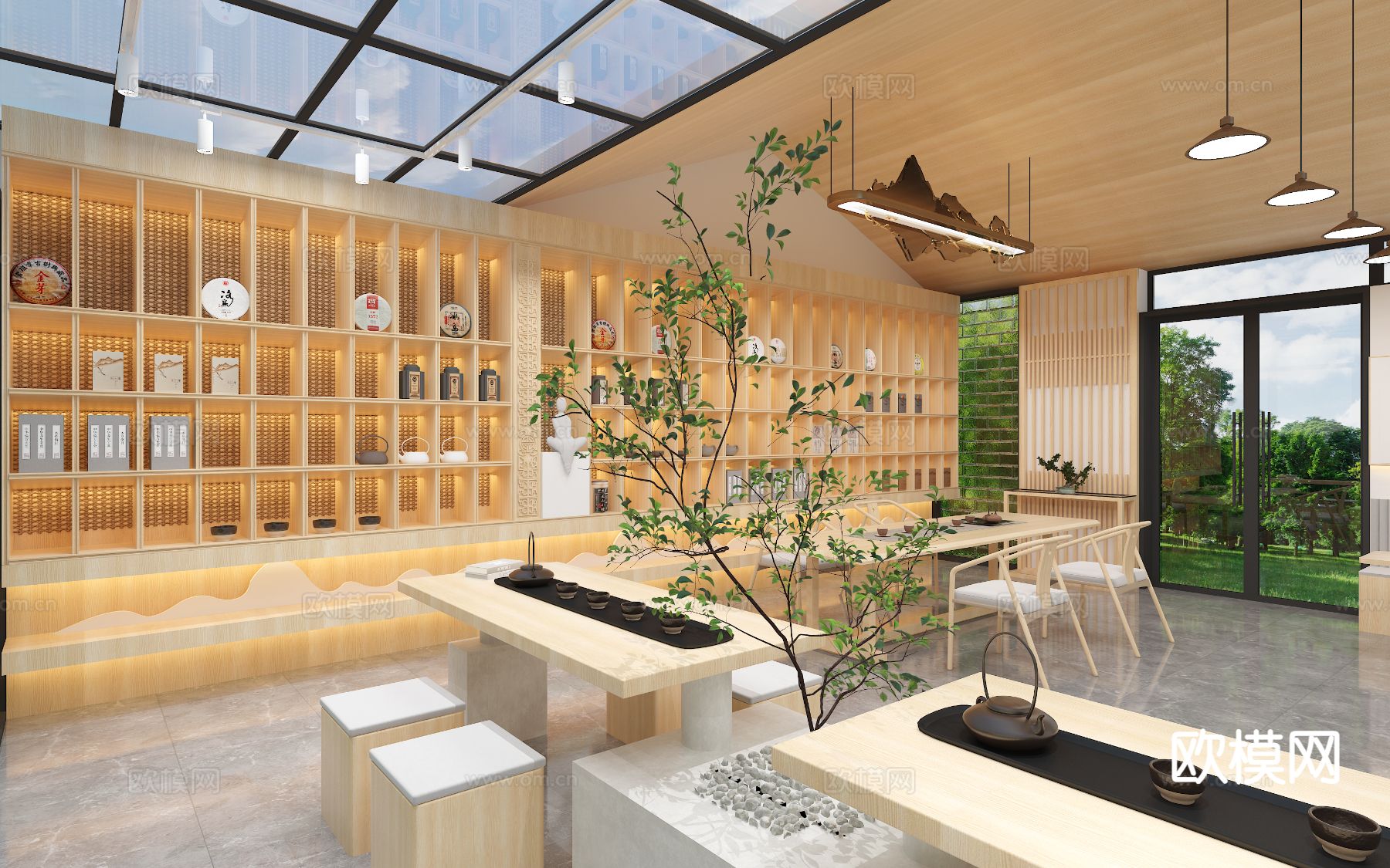 新中式茶馆 茶室3d模型下载（渲染图4）