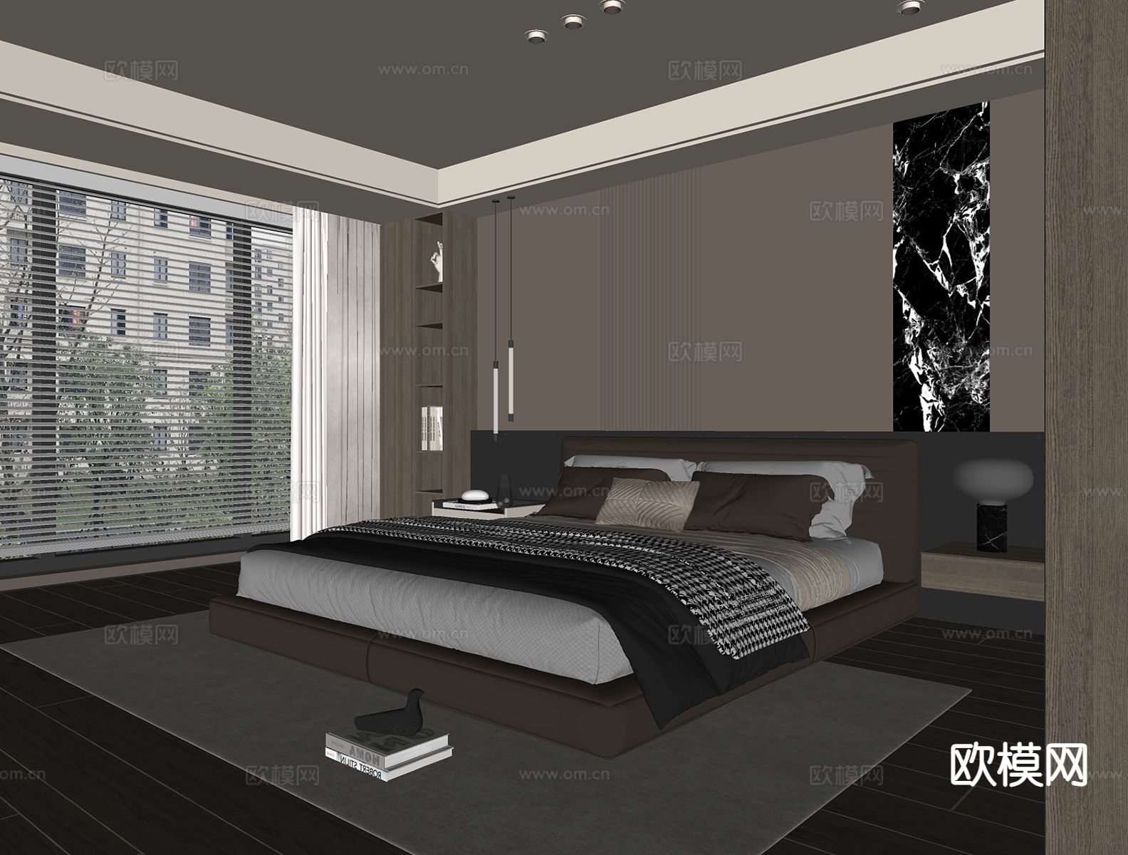 意式卧室 主卧su模型下载（渲染图1）
