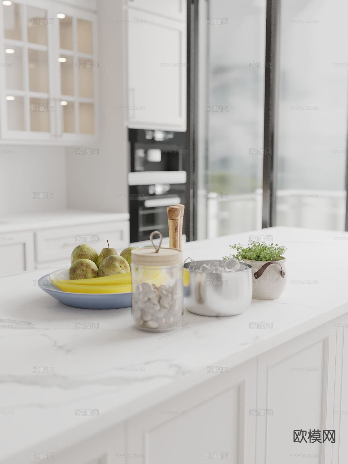 果盘 梨子 盆栽 调料su模型下载（渲染图2）