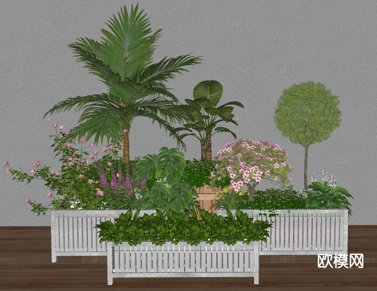 植物堆 花箱 花坛su模型下载（渲染图1）