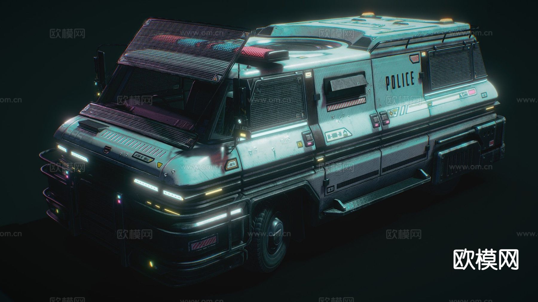 工业风汽车 防暴警车3d模型下载（渲染图1）