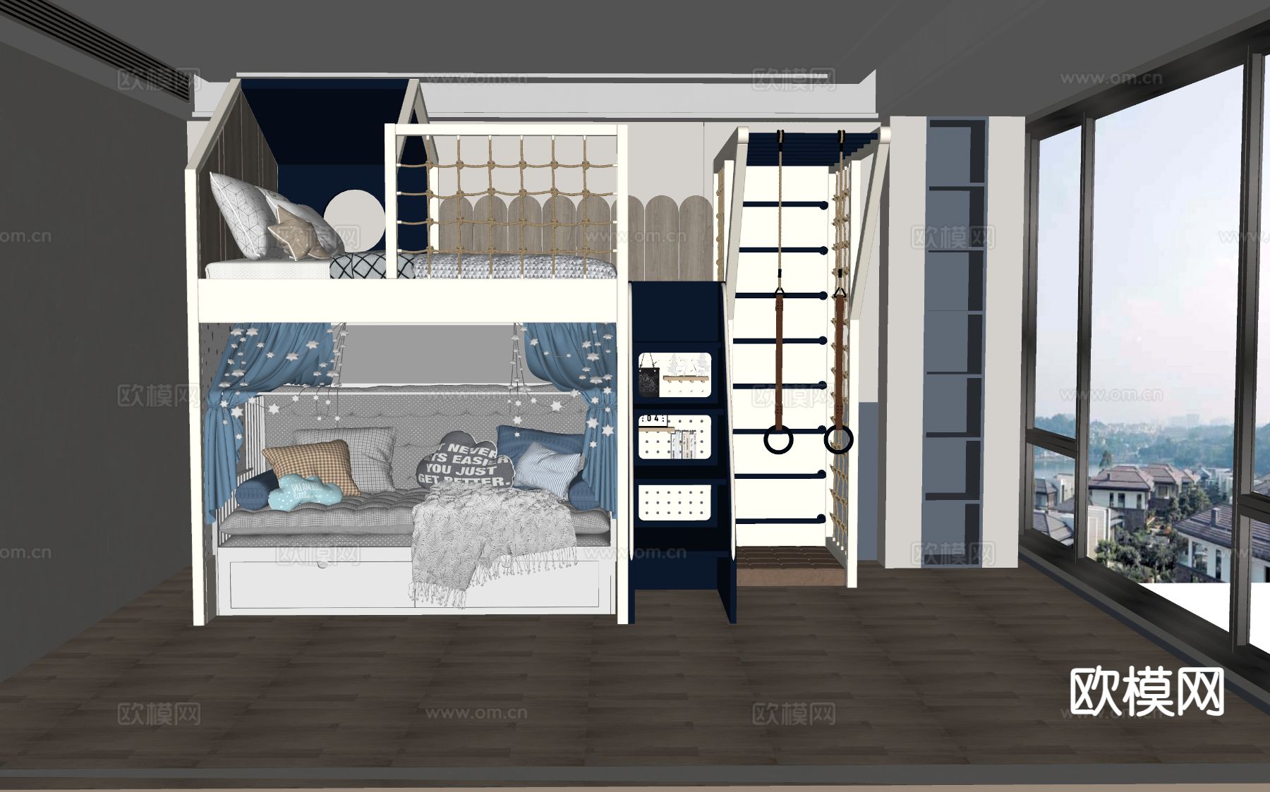 北欧儿童房 小孩房su模型下载（渲染图1）