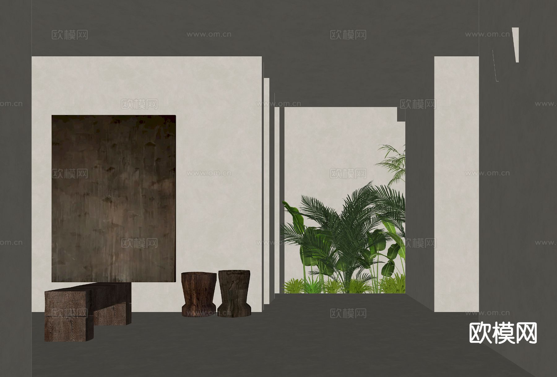 侘寂酒店 走廊su模型下载（渲染图1）