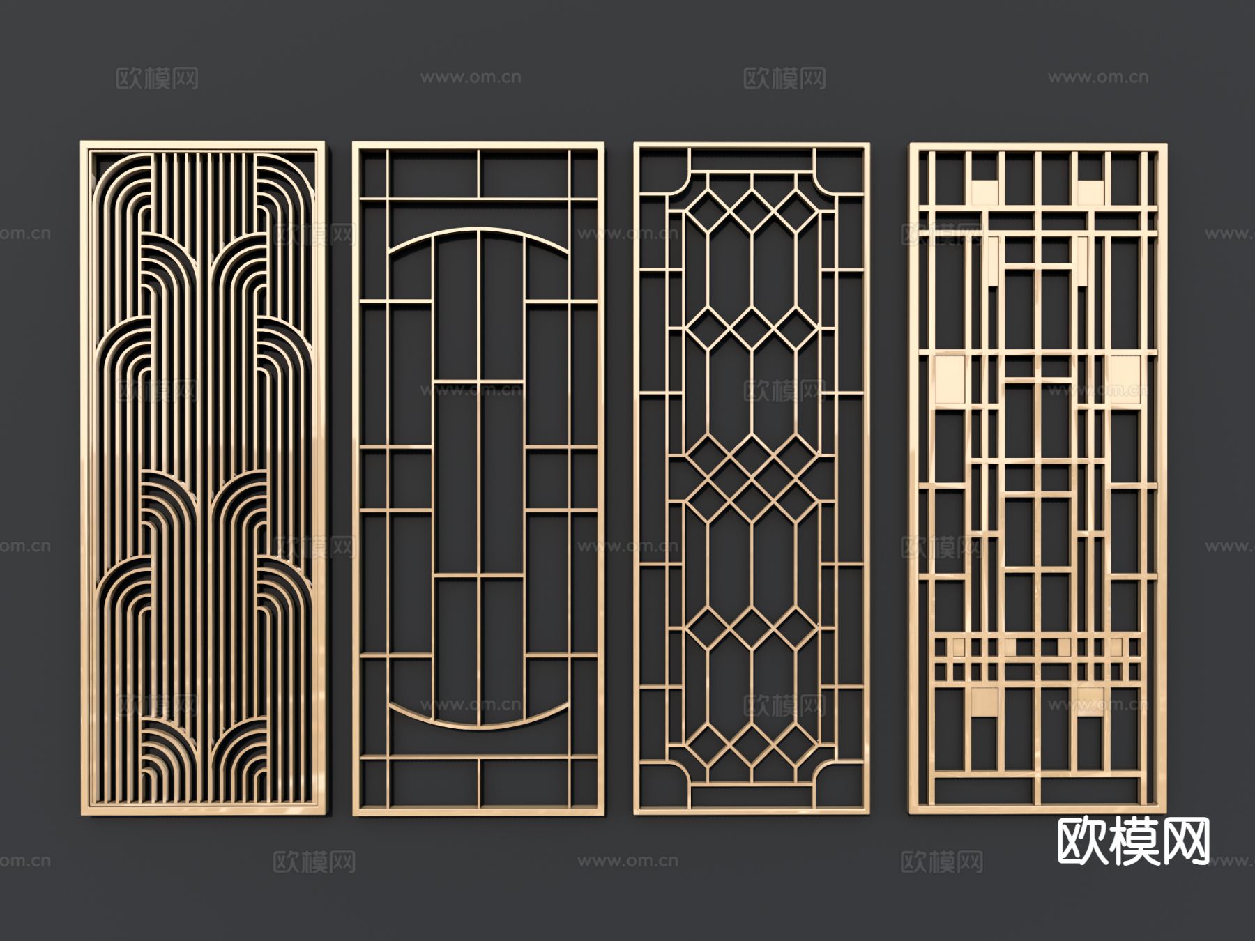 现代镂空隔断 金属隔断3d模型下载