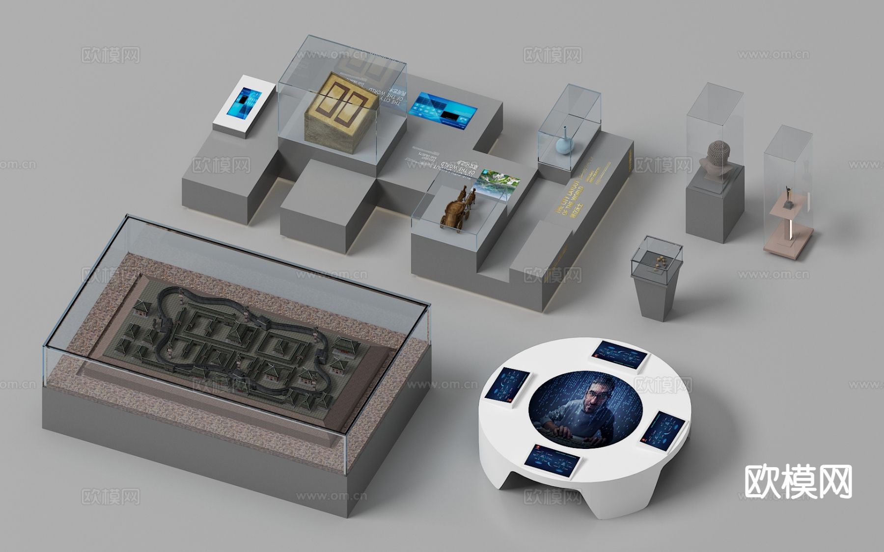 现代展台 展柜su模型下载（渲染图2）